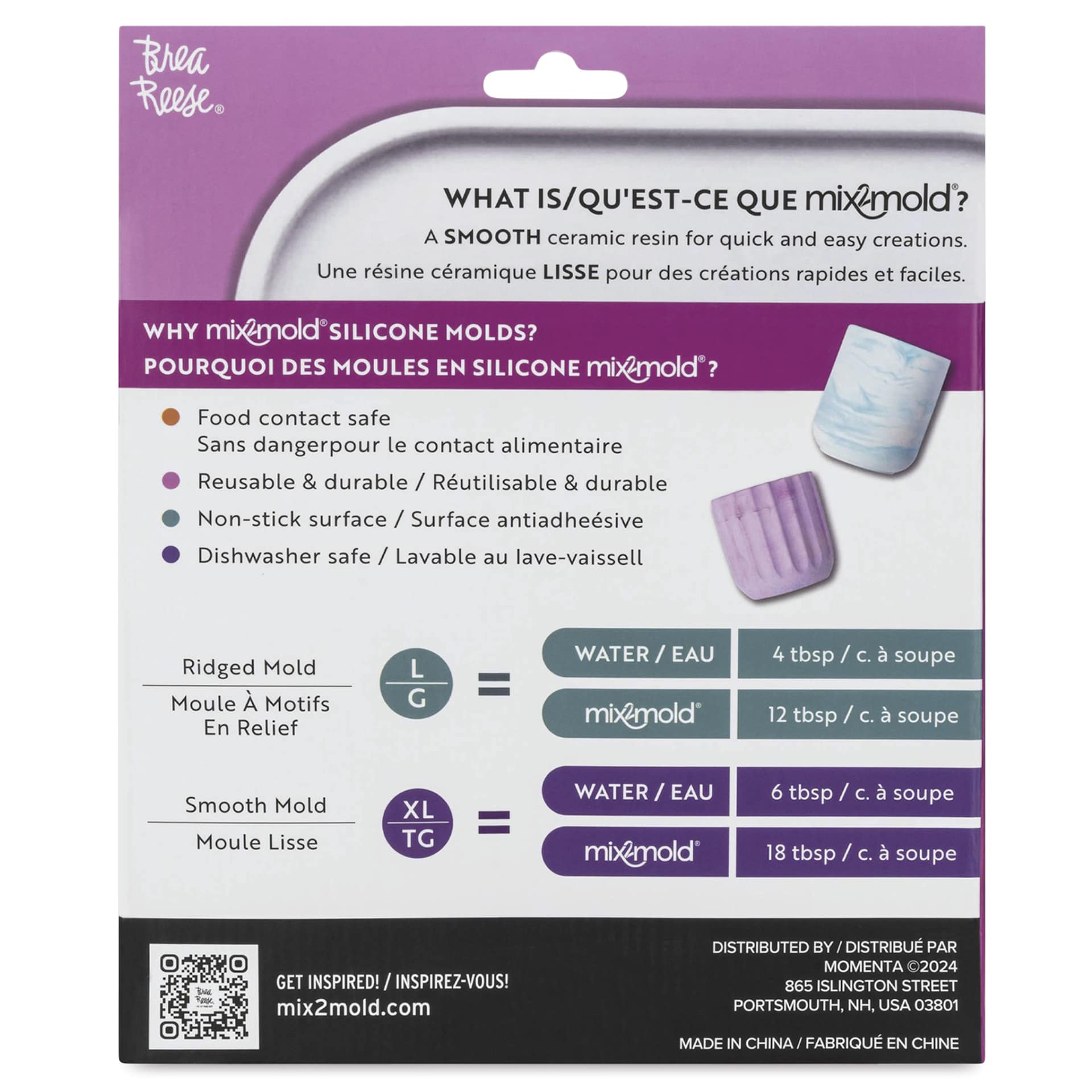 Brea Reese Mix2Mold Silicone Flower Pot Mold Set - back of packaging