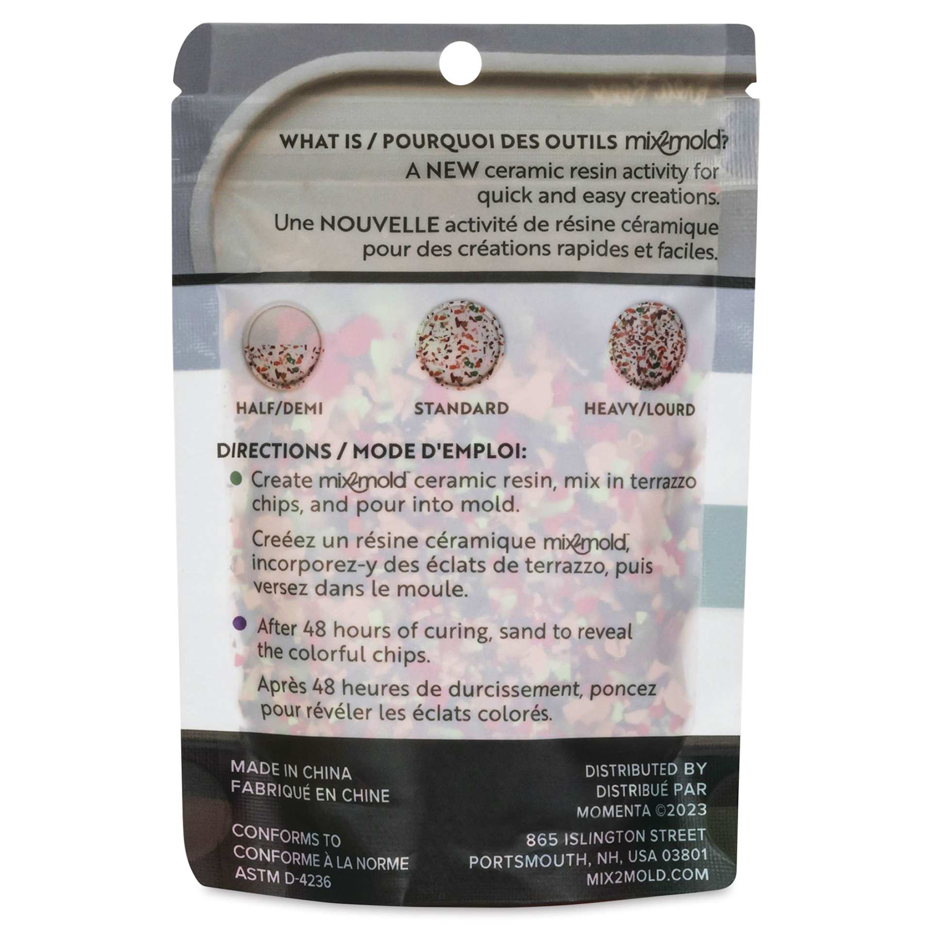 Brea Reese Mix2Mold Terrazzo Chips - Earth Tone Mix, 2 oz - back of packaging
