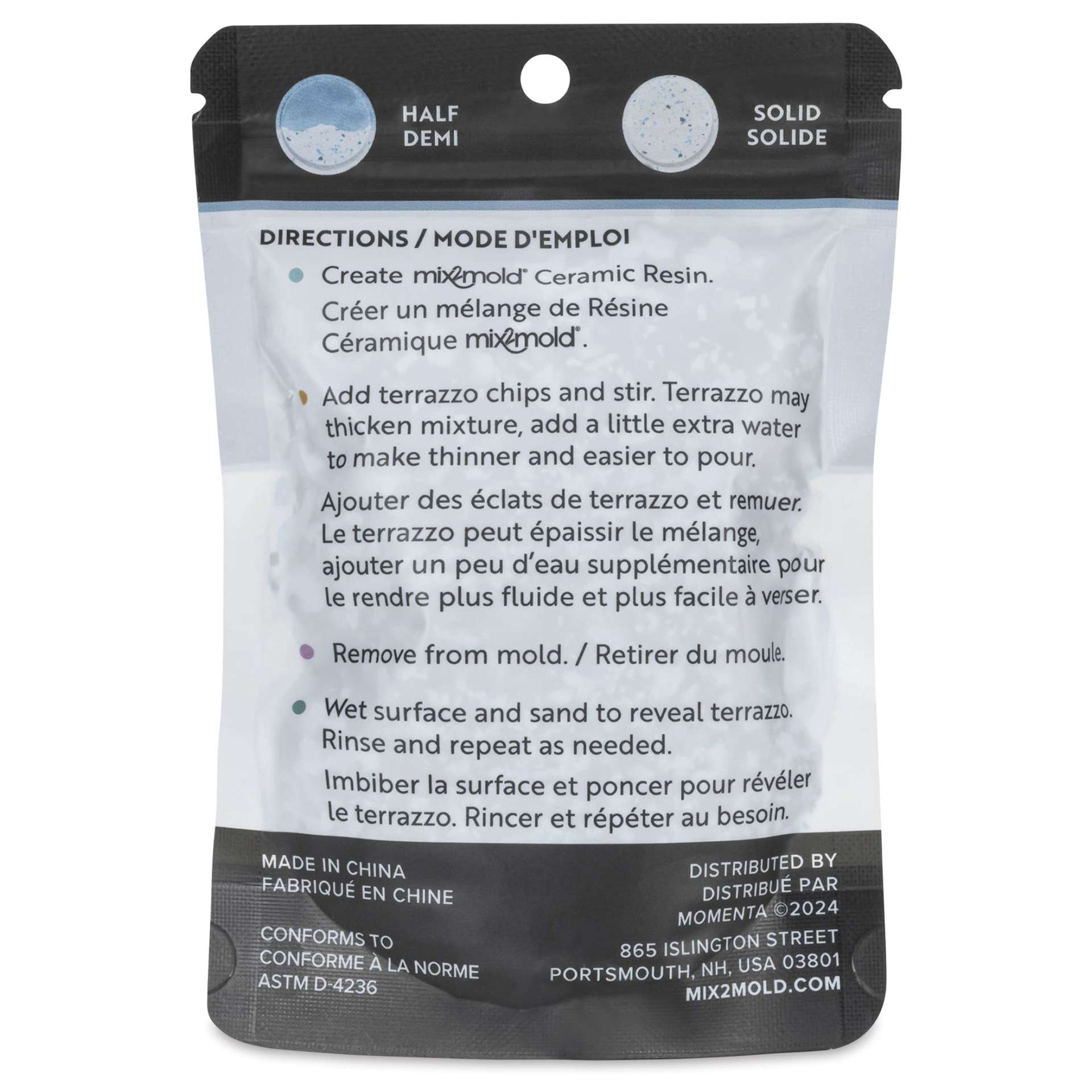 Brea Reese Mix2Mold Terrazzo Chips - Ocean Blue Mix, 2 oz - back of packaging