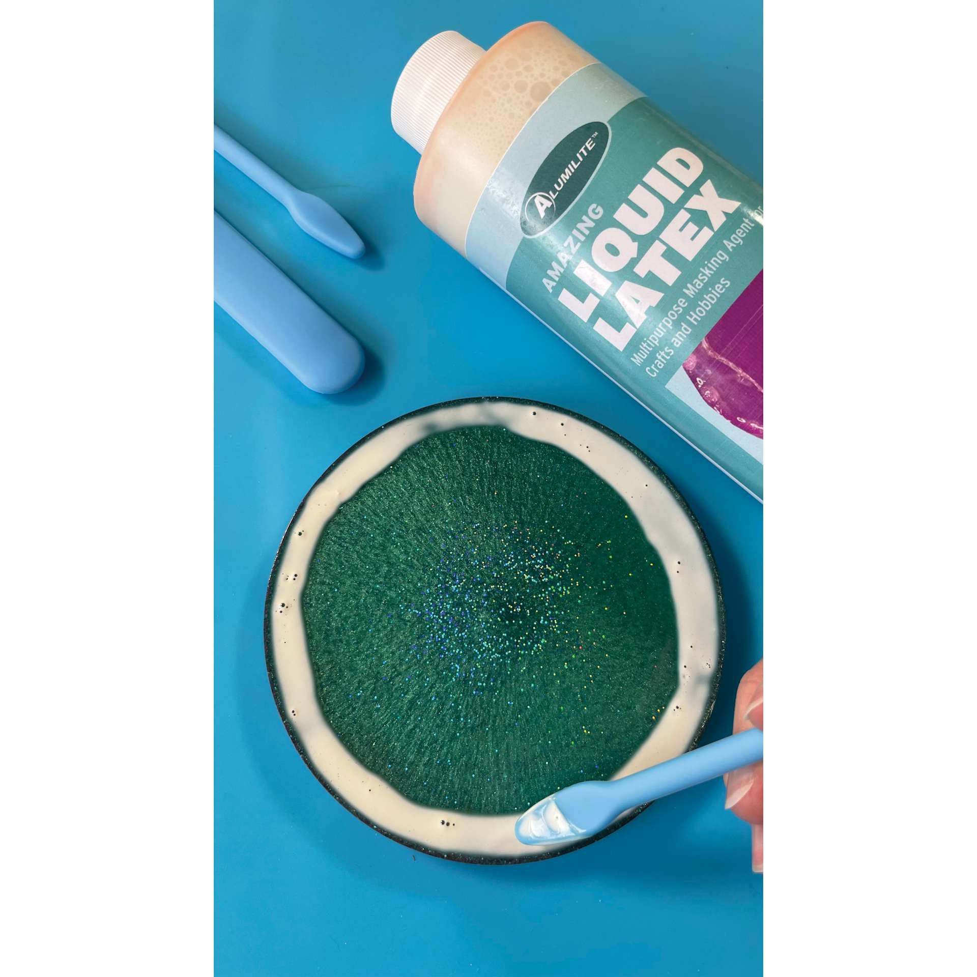 Alumilite Liquid Latex Multipurpose Masking Agent - 8 oz, applied to craft project