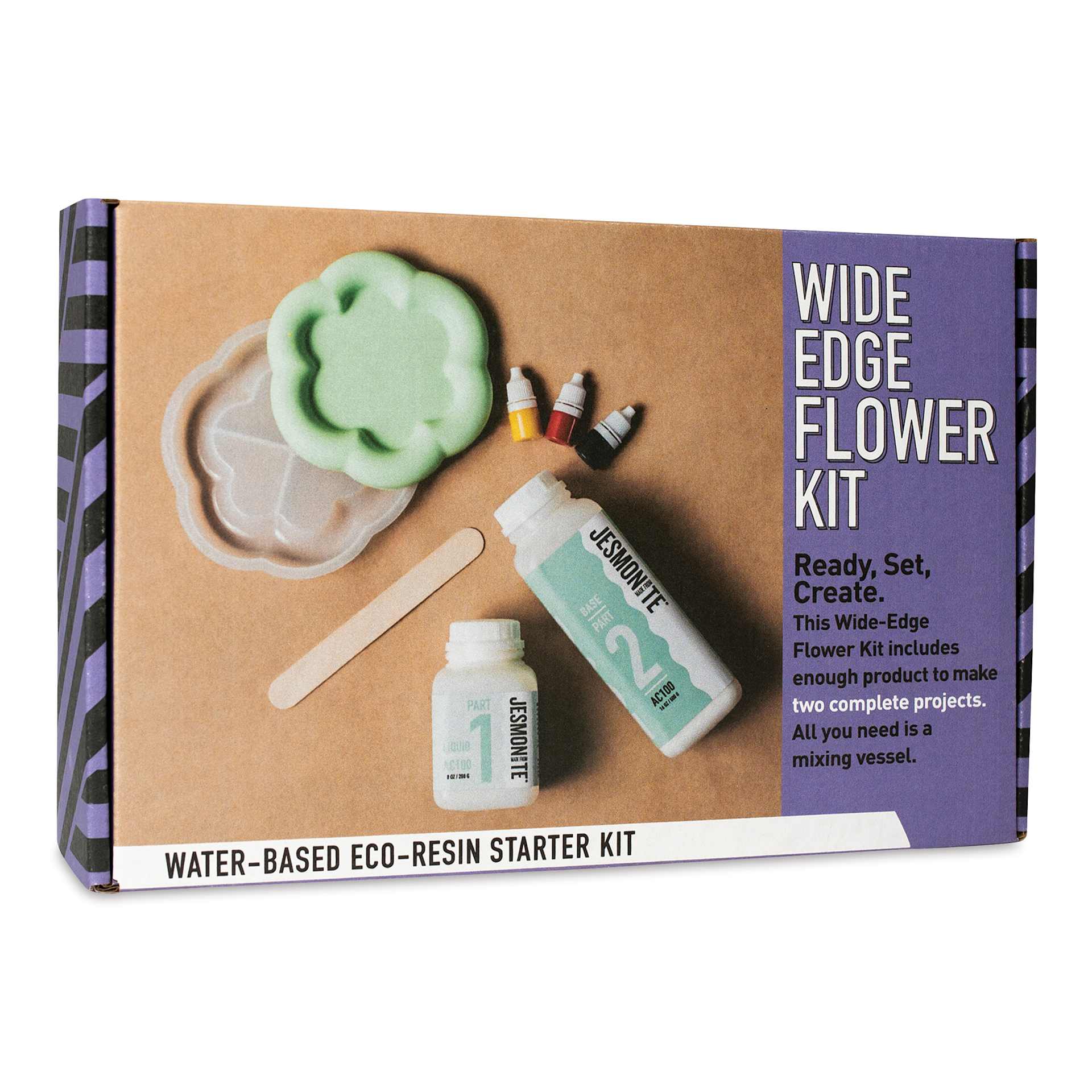 Jesmonite AC100 Eco-Resin Starter Kit - Wide Edge Flower front of packaging