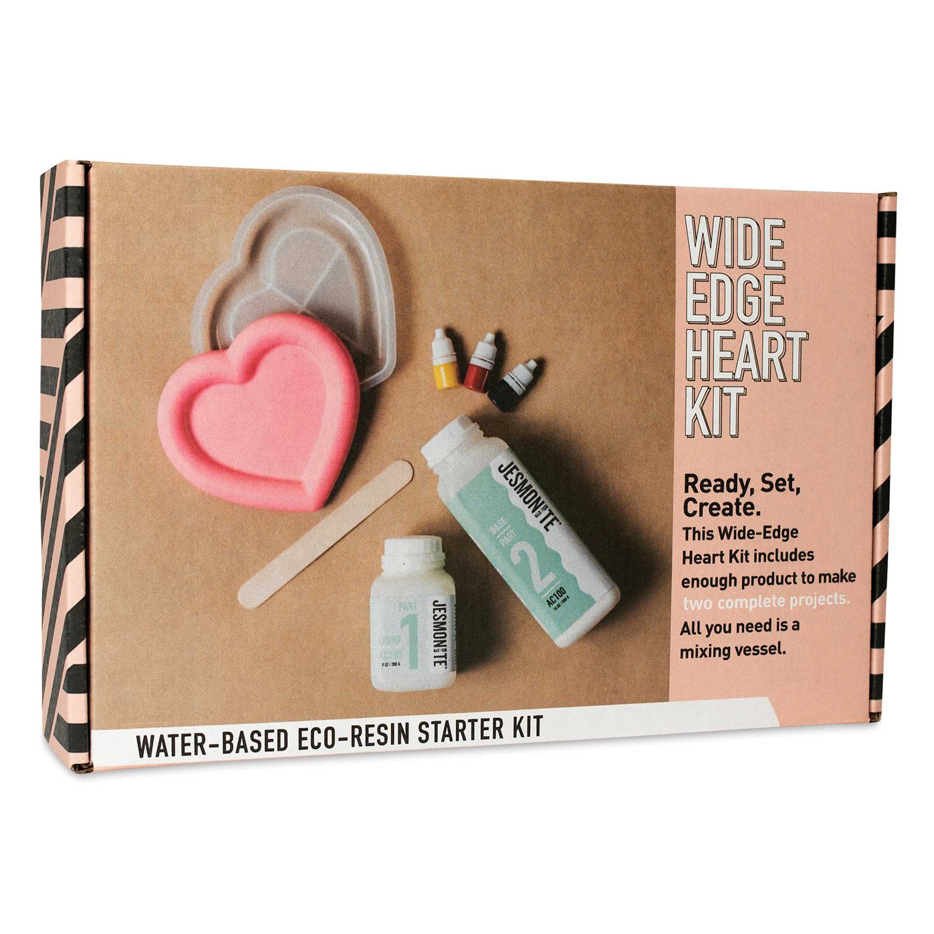 Jesmonite AC100 Eco-Resin Starter Kit - Wide Edge Heart front of packaging