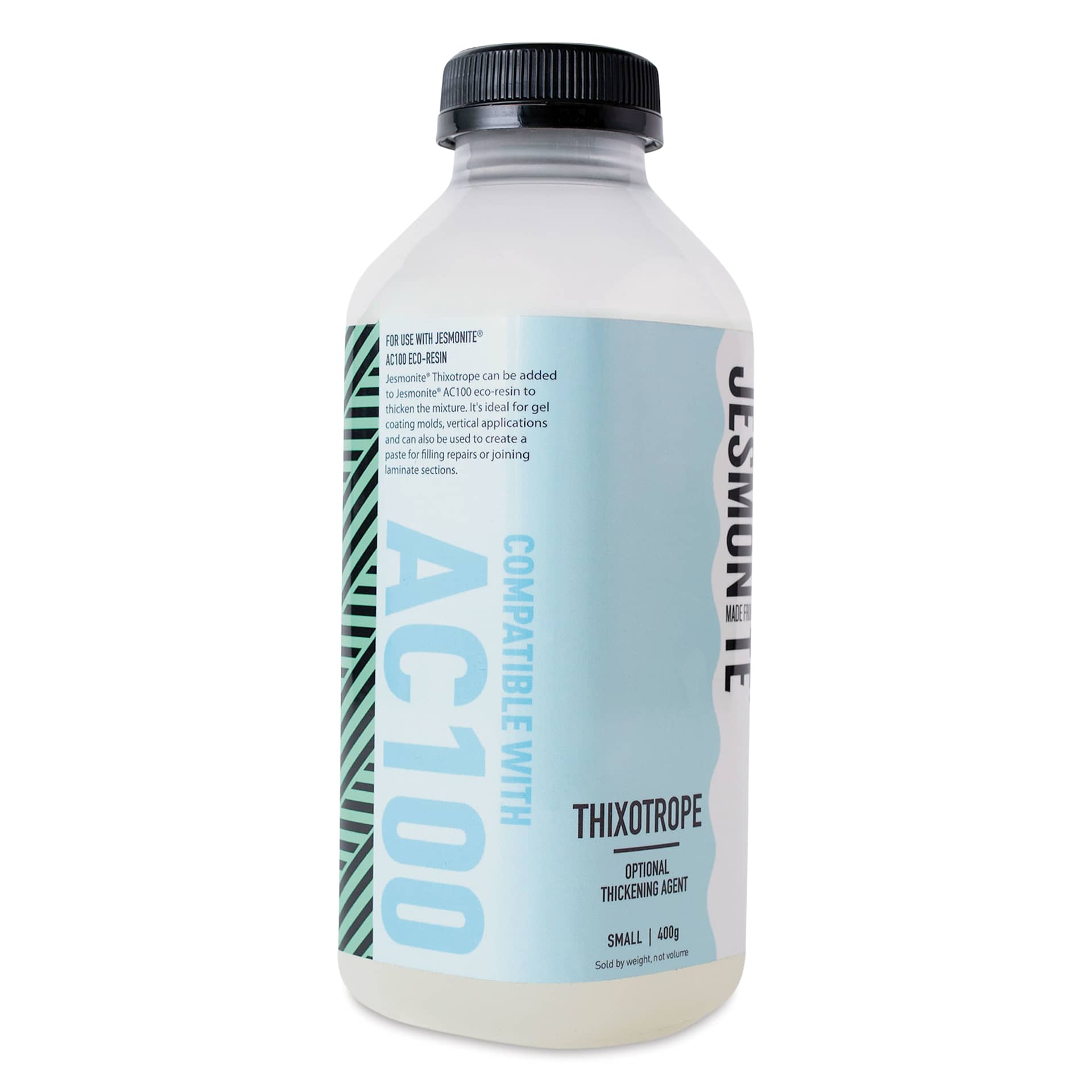 Jesmonite AC100 Eco-Resin Thixotrope - 400g Bottle angled view
