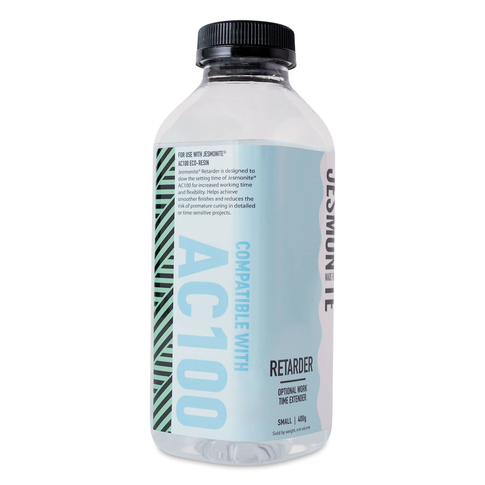Jesmonite AC100 Eco-Resin Retarder - 400g Bottle angled view