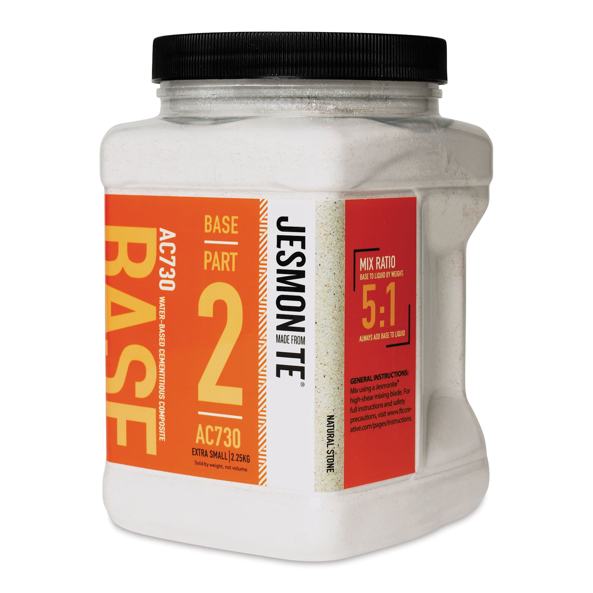 Jesmonite AC730 Micro-Concrete - Base, Natural Stone, XS, 2.25 kg Jar right side of container
