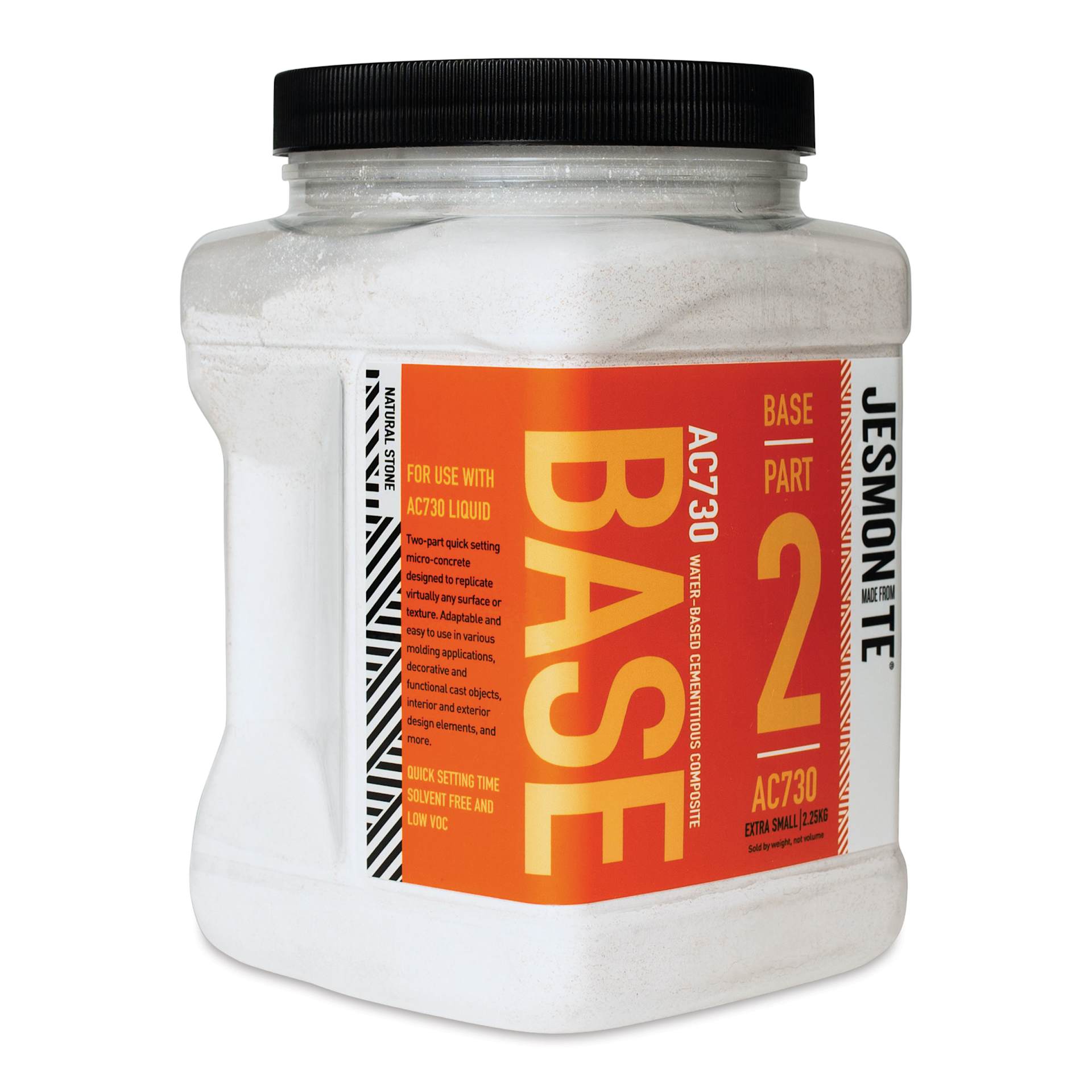 Jesmonite AC730 Micro-Concrete - Base, Natural Stone, XS, 2.25 kg Jar left side of container