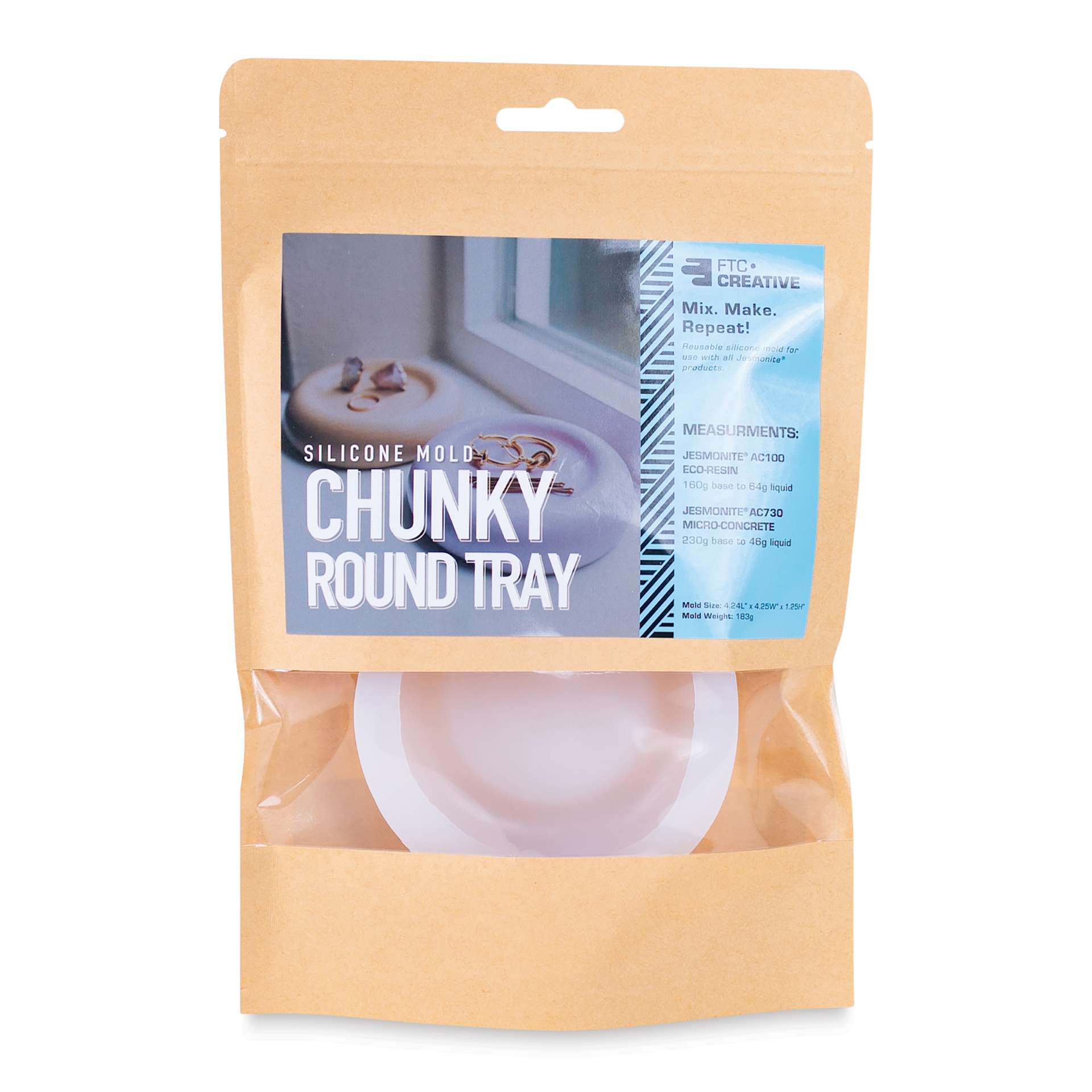 Jesmonite Silicone Tray Mold - Chunky Round Tray front of packaging