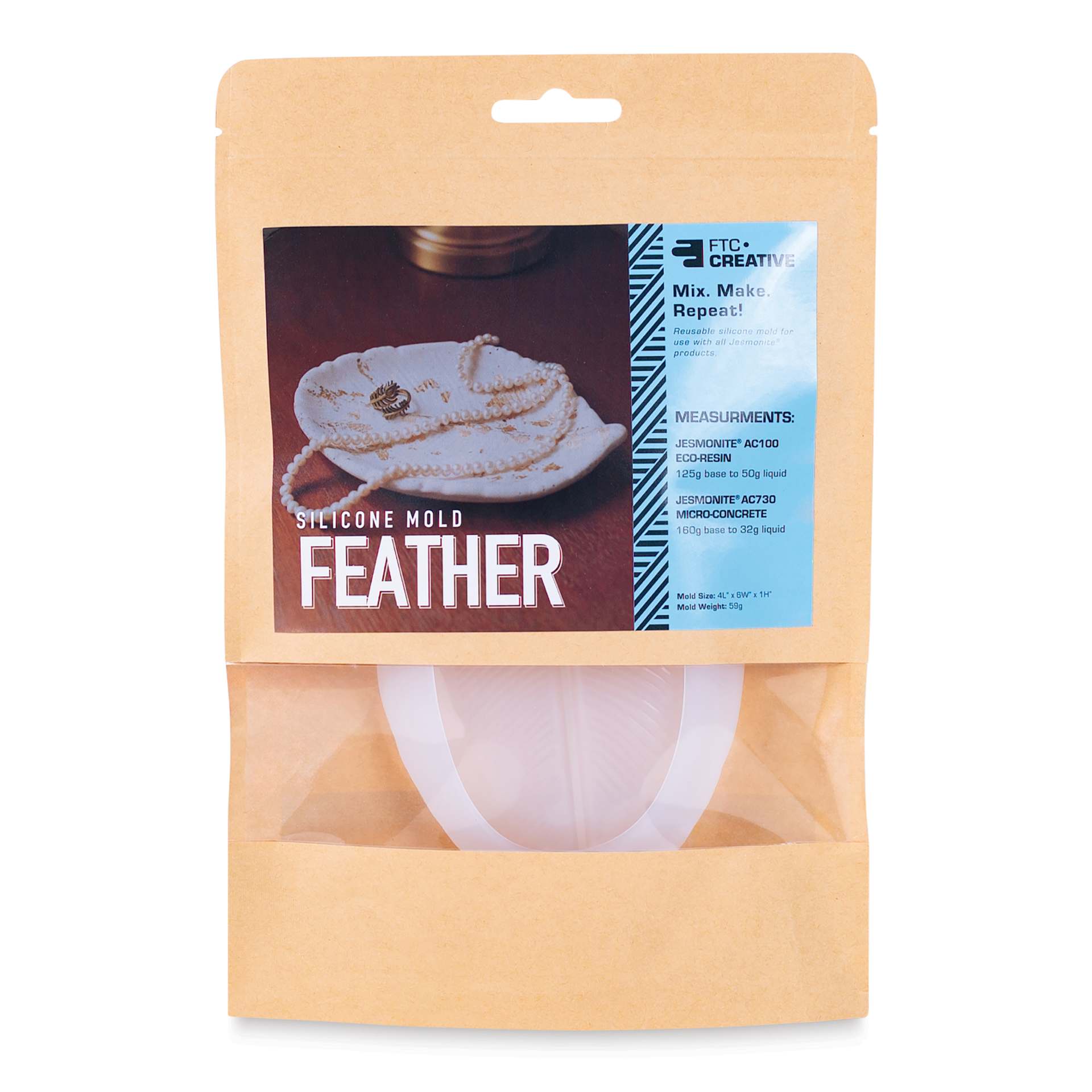 Jesmonite Silicone Feather Dish Mold front of packaging