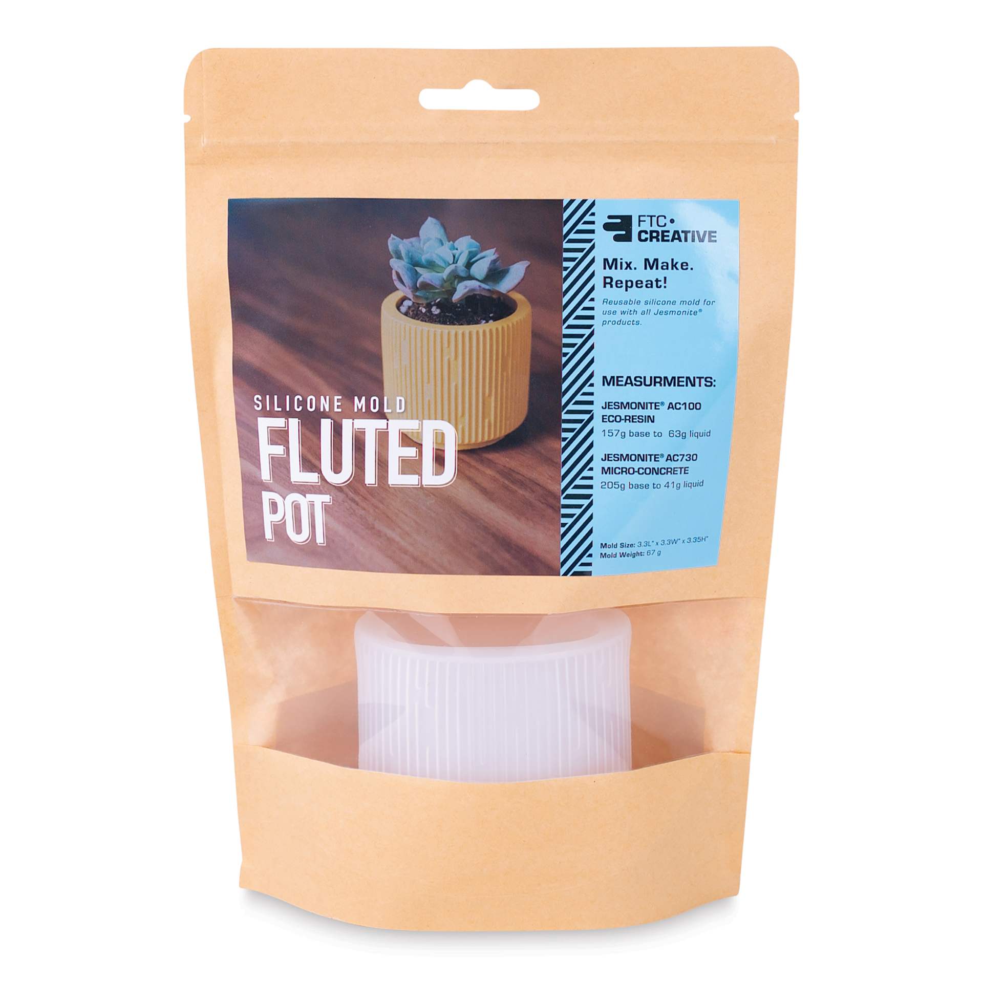 Jesmonite Silicone Pot Mold - Fluted Pot front of packaging