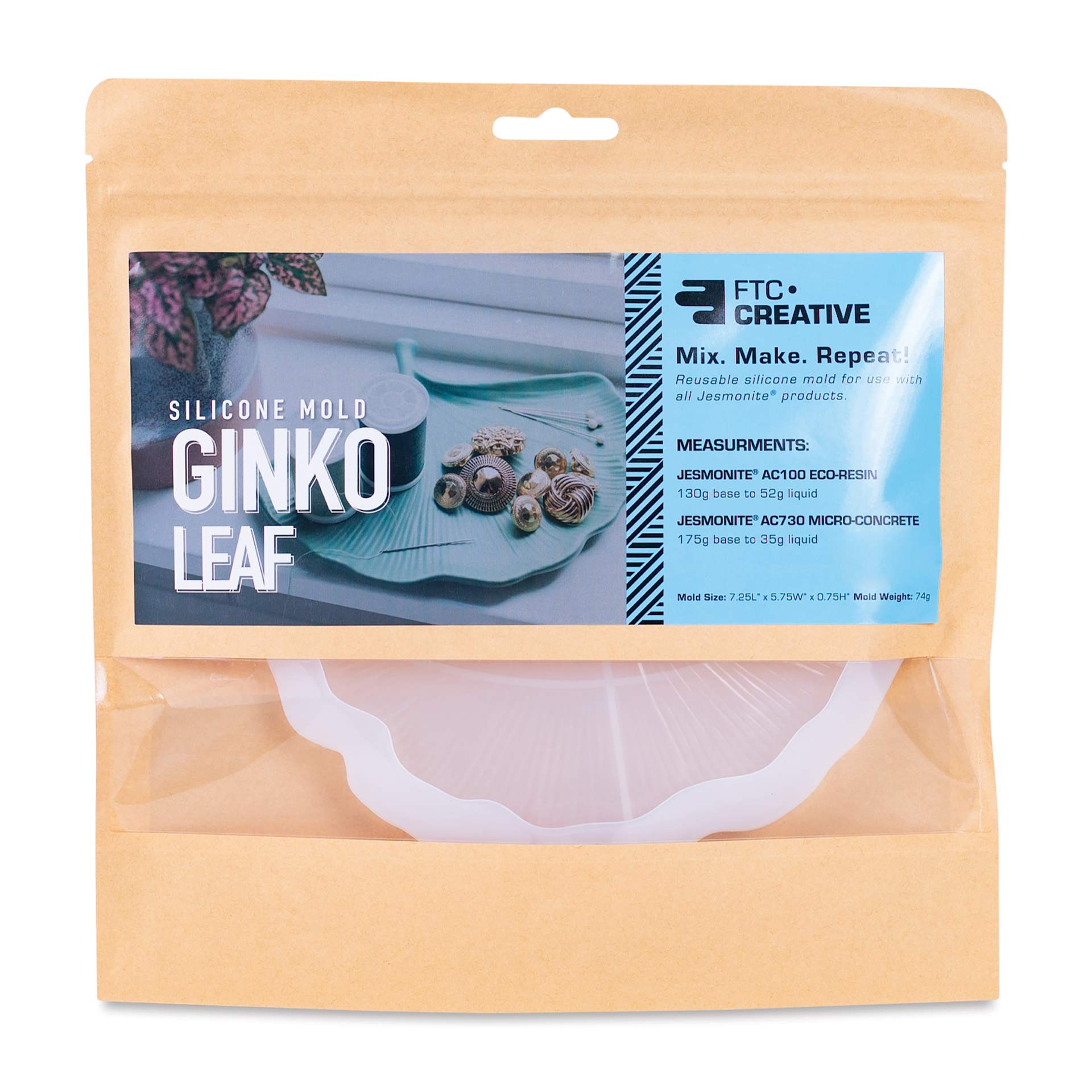 Jesmonite Silicone Ginkgo Leaf Mold front of packaging