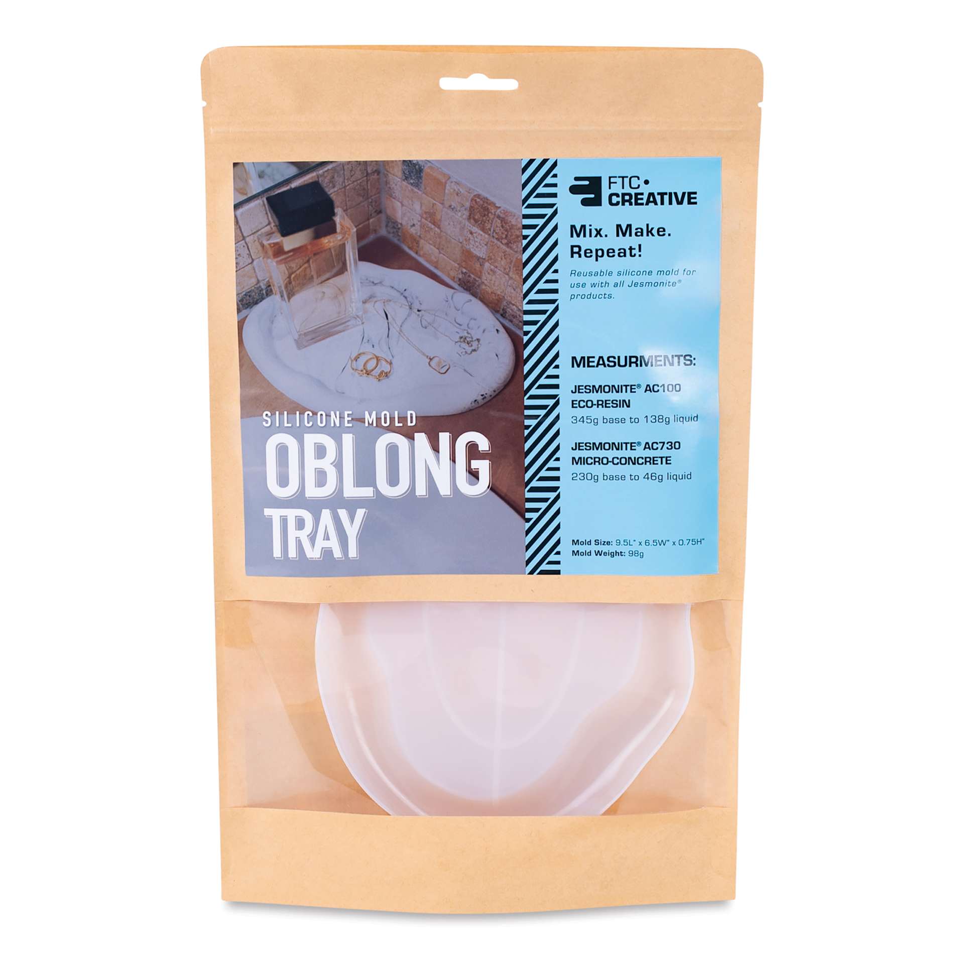 Jesmonite Silicone Tray Mold - Oblong Tray front of packaging