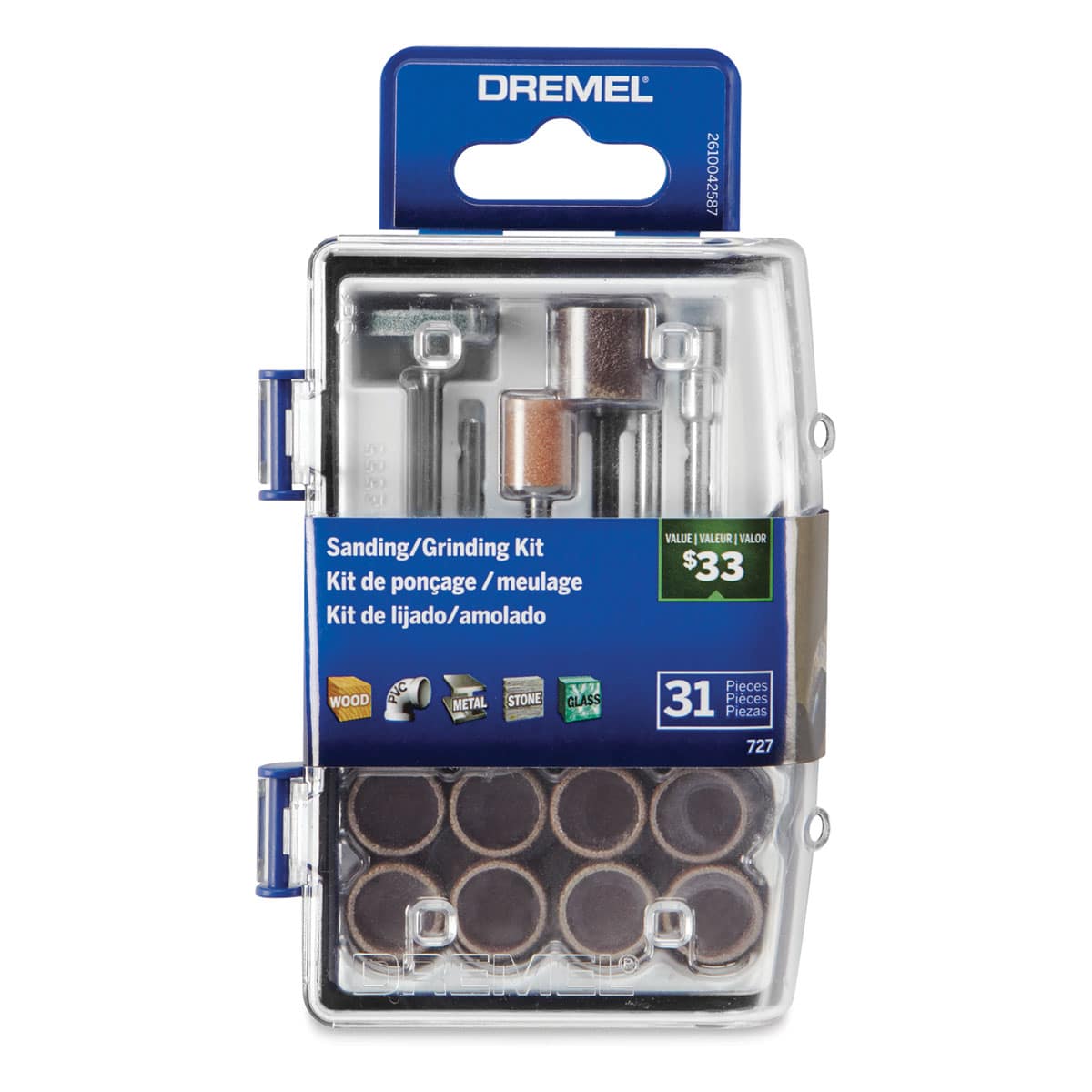 Dremel Sanding/Grinding Rotary Accessory Micro Kit - Top of package with label