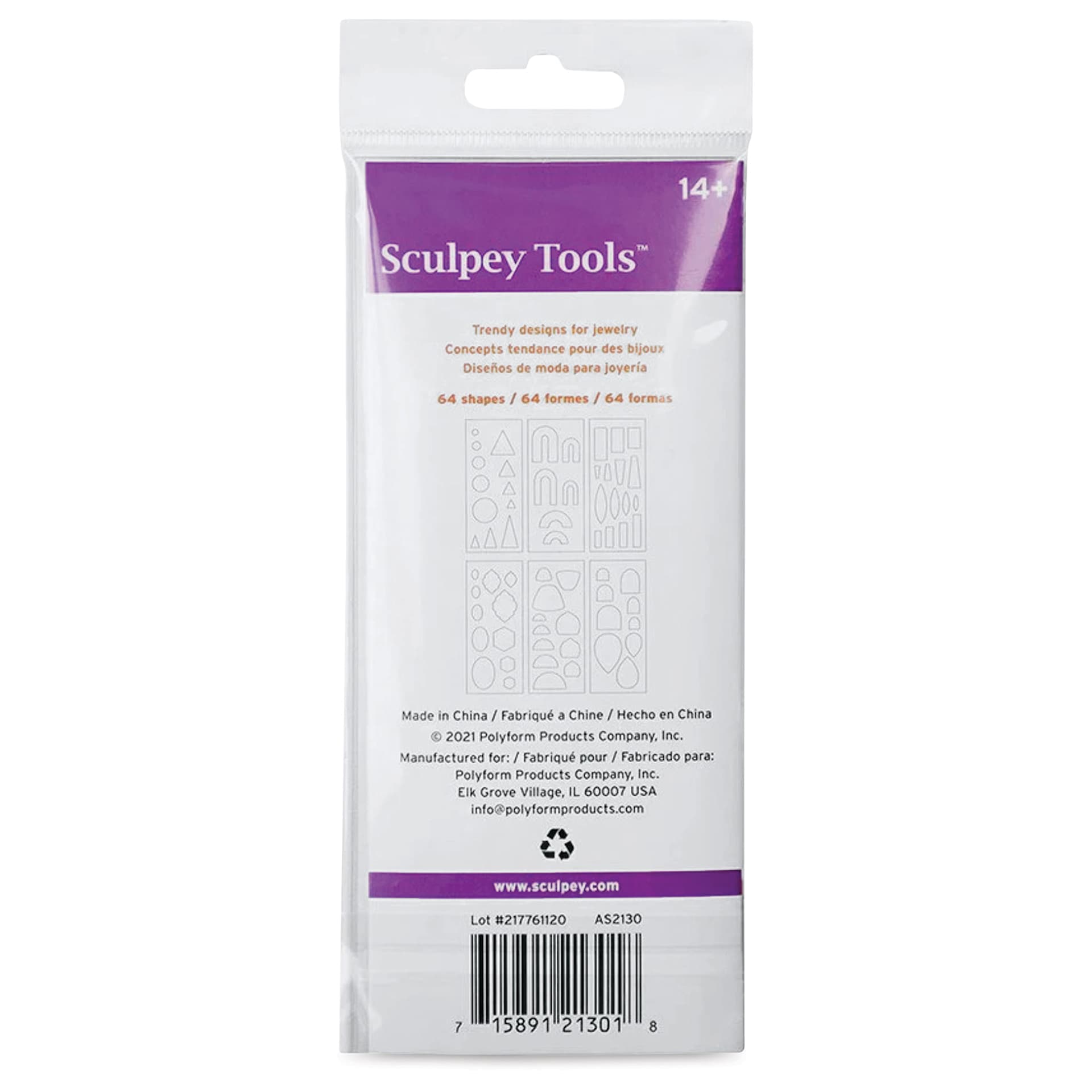 Sculpey Tools Jewelry Design Templates - Set of 6 back of packaging