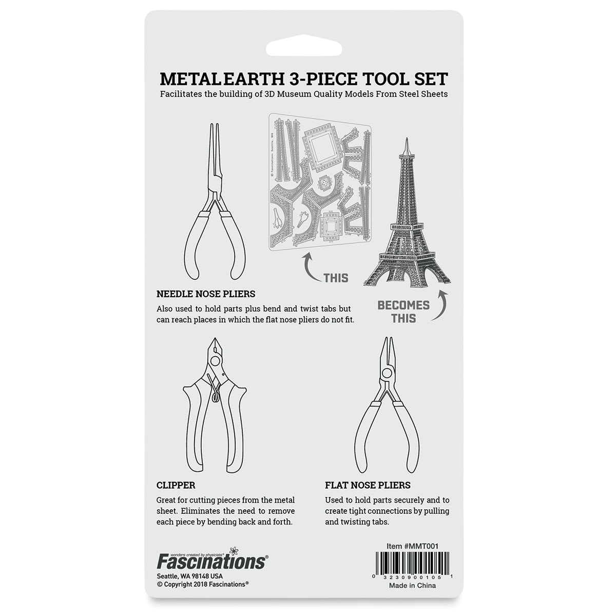 Metal Earth Tool Kit (back of package)