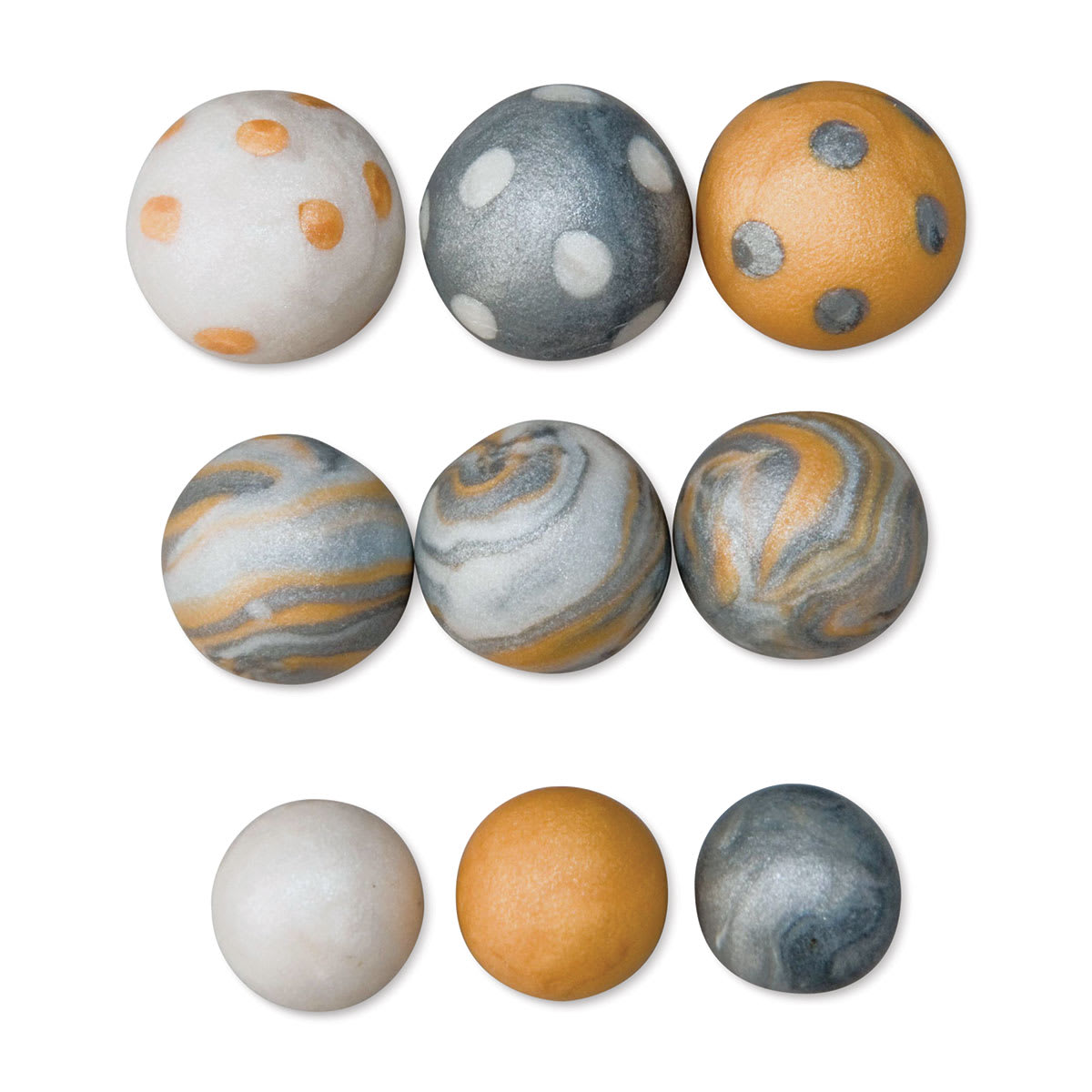 Sculpey Tools Bead Maker showing example finished projects in all three sizes (clay not included)
