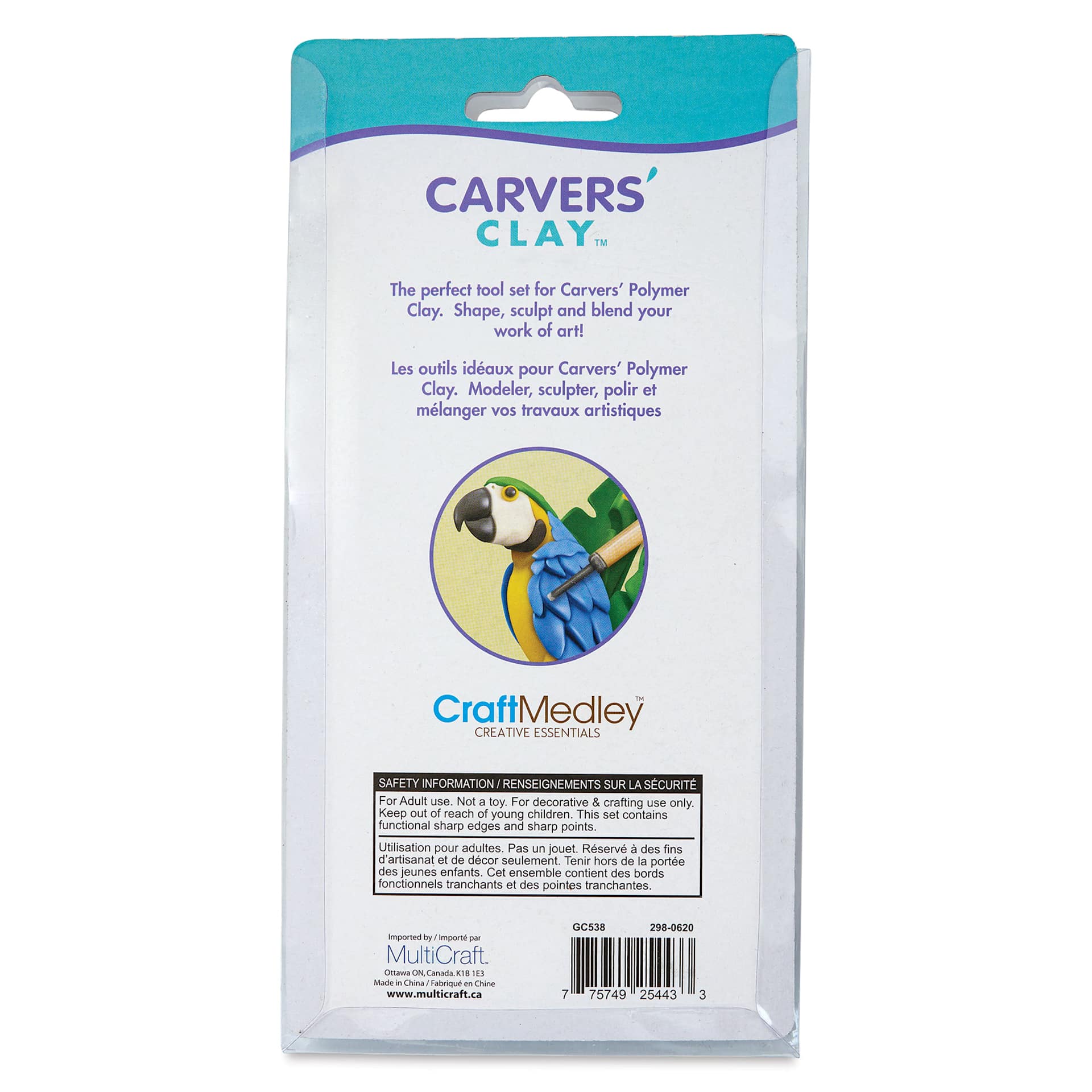 Carvers' Clay Modelling Tools - Set of 5 back of packaging