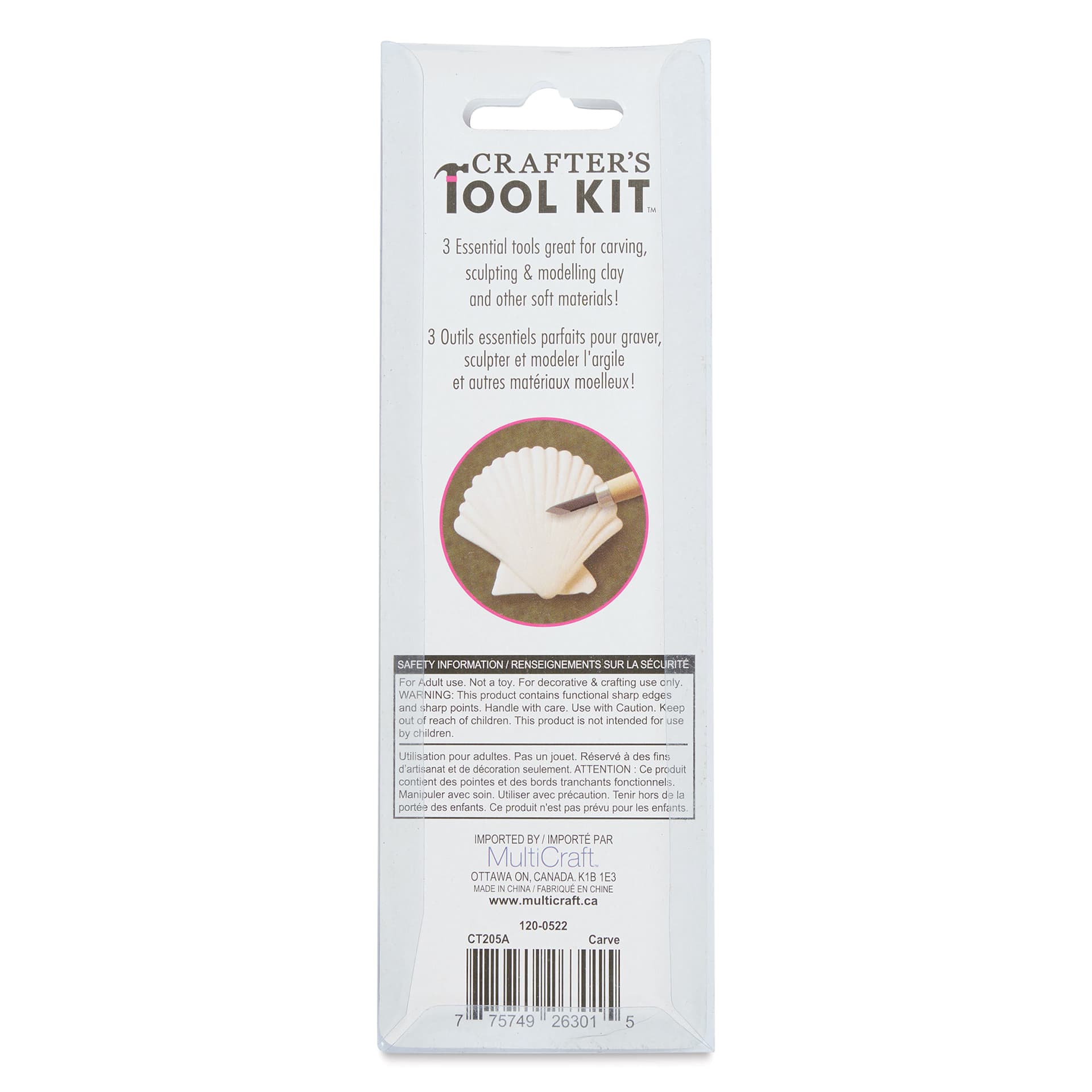 Crafter's Toolkit Sculpting Tools - Carving, Set of 3 back of packaging