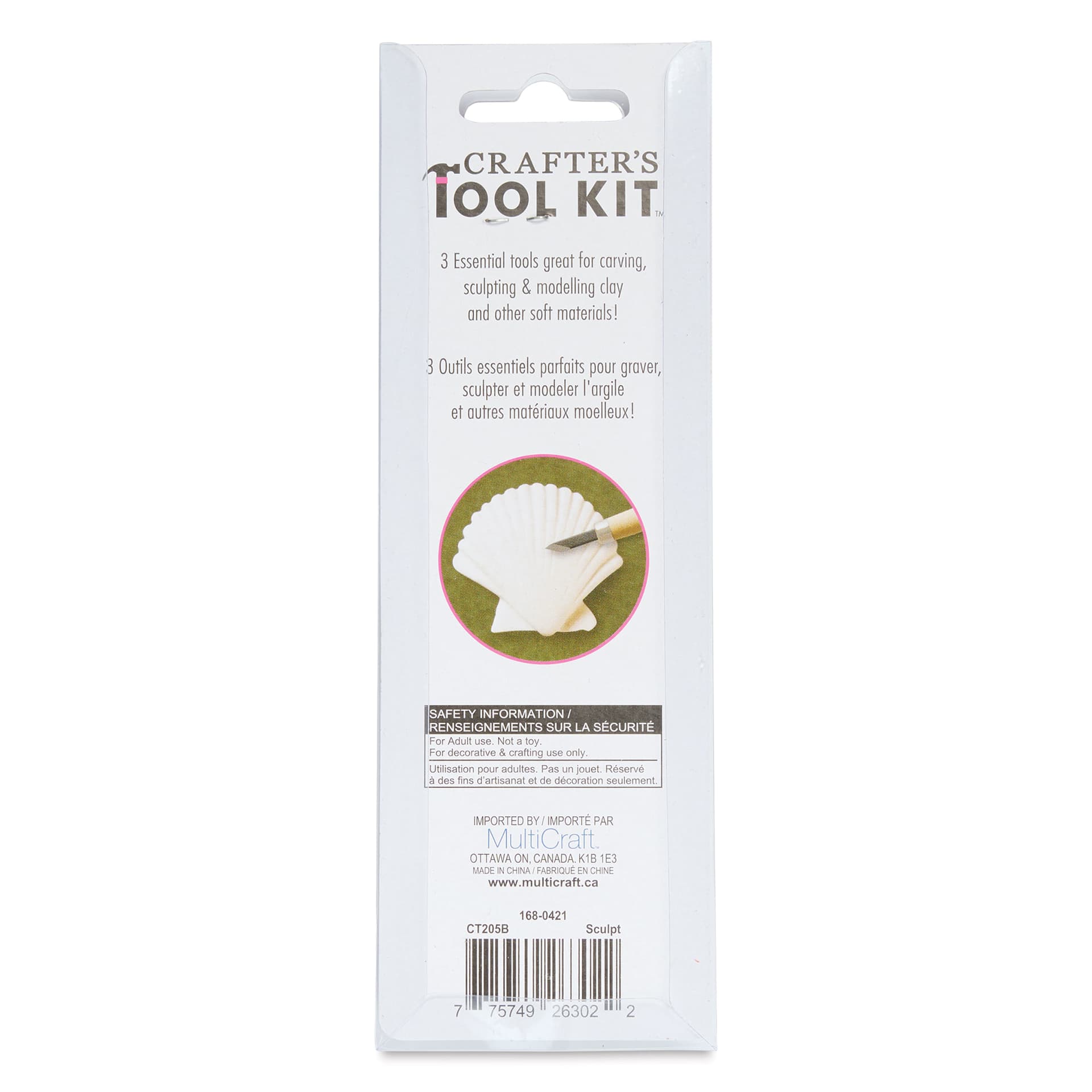 Crafter's Toolkit Sculpting Tools - Sculpting, Set of 3 back of packaging