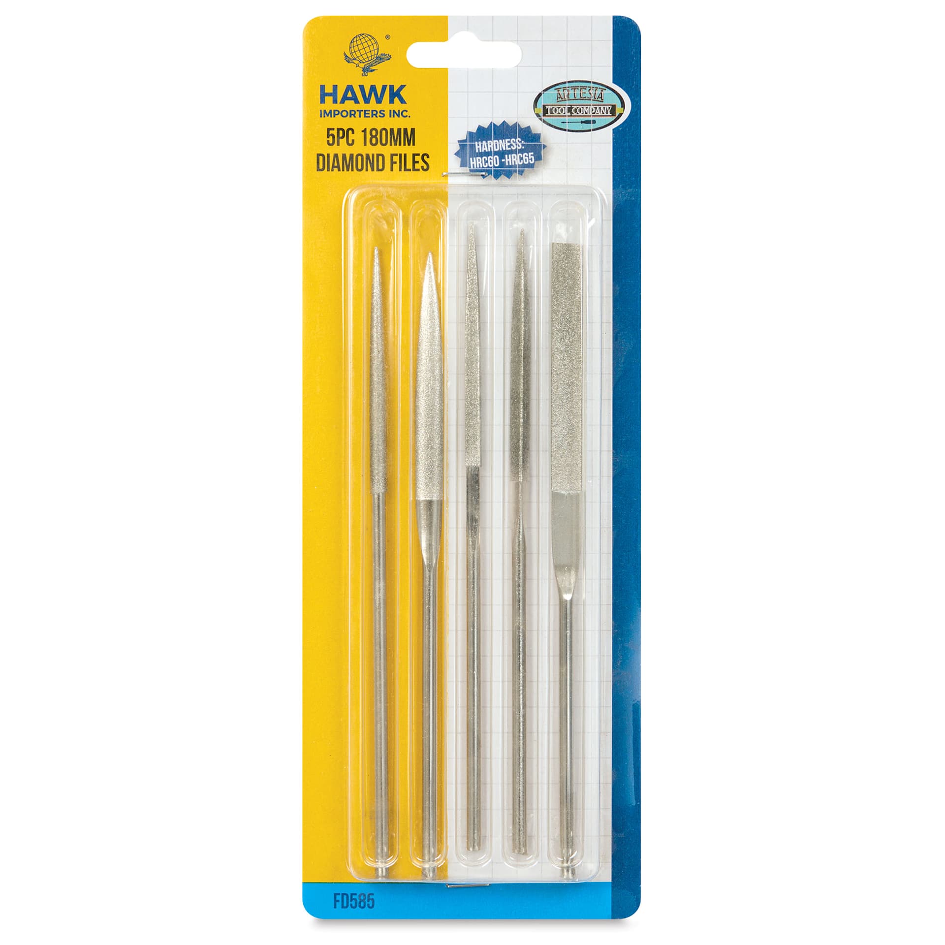 Hawk Diamond Files - Set of 5, Assorted Shapes, 180 mm front of packaging