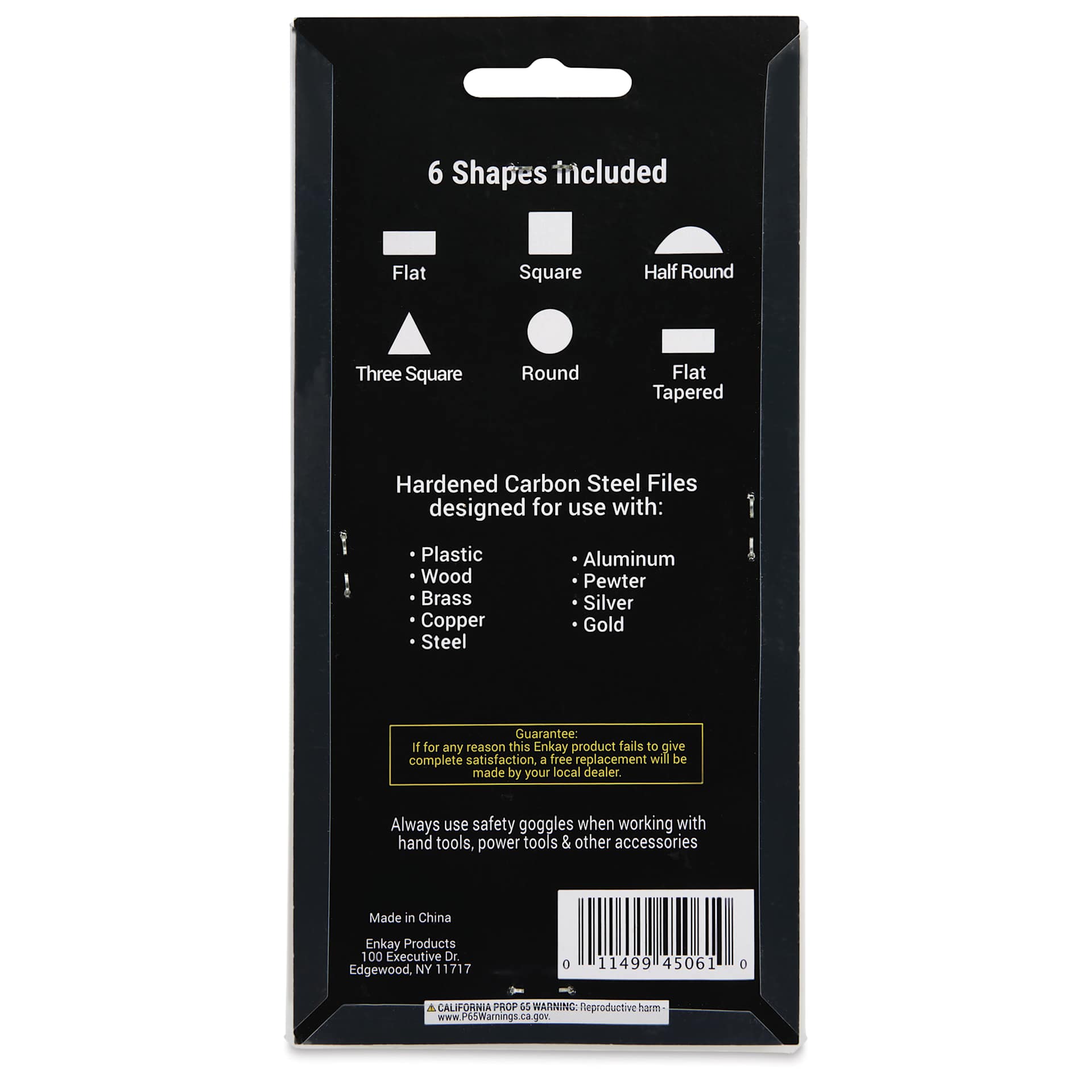 Enkay Needle Files - Set of 6 - back of packaging