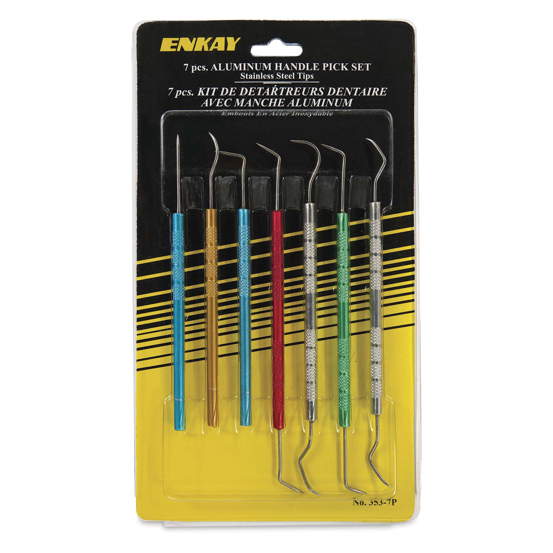 Enkay Dental Picks with Colored Handles - Set of 7 - front of packaging