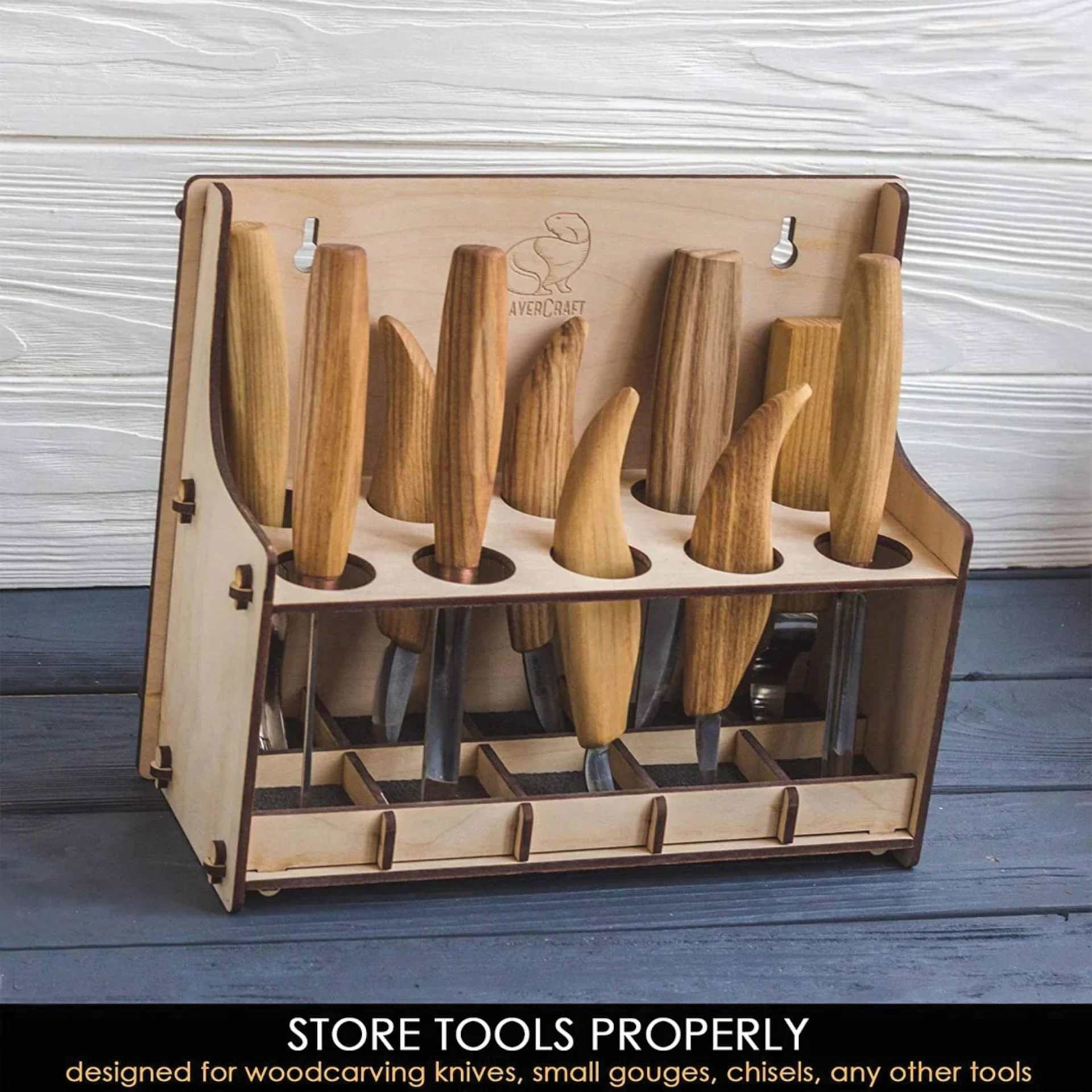 Store Tools Properly, designed for woodcarving knives, small gouges, chisels, any other tools