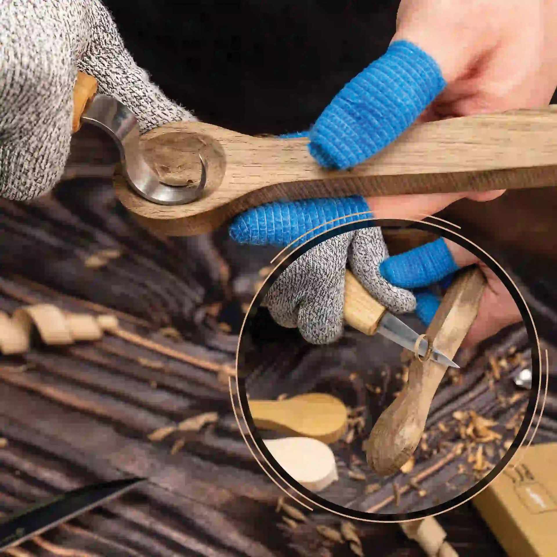 BeaverCraft Wooden Spoon Carving Blank Set being carved