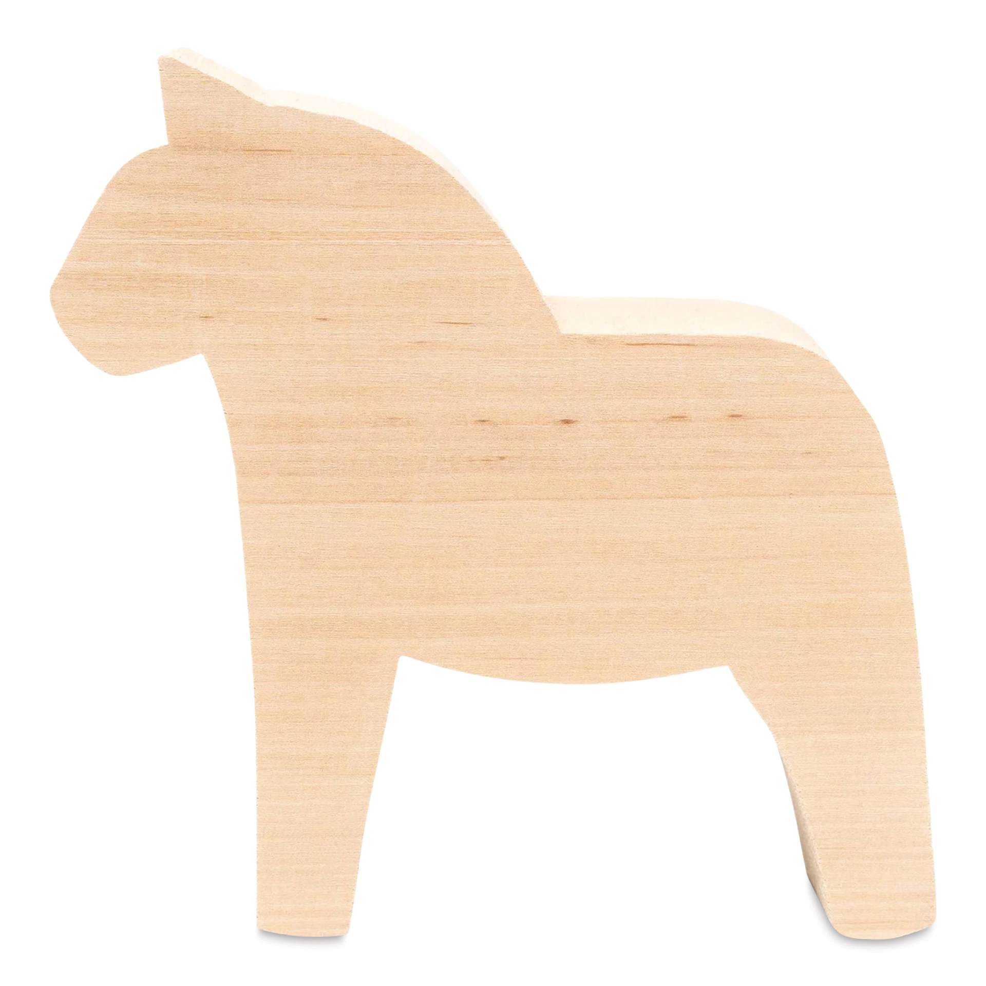 BeaverCraft Wooden Animal Carving Blank - Dala Horse side view