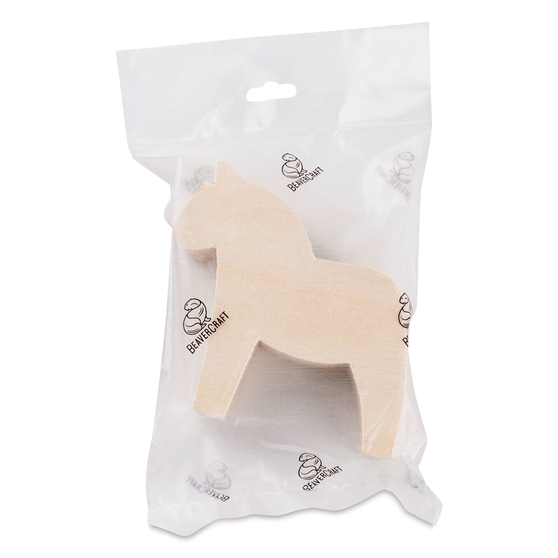 BeaverCraft Wooden Animal Carving Blank - Dala Horse in packaging