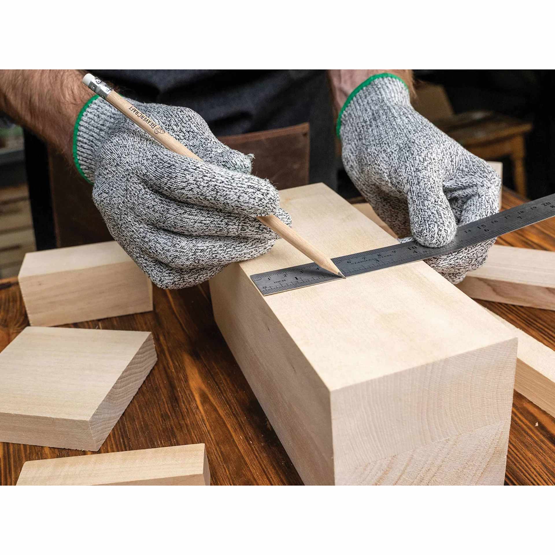 BeaverCraft Large Basswood Carving Block being marked and measured