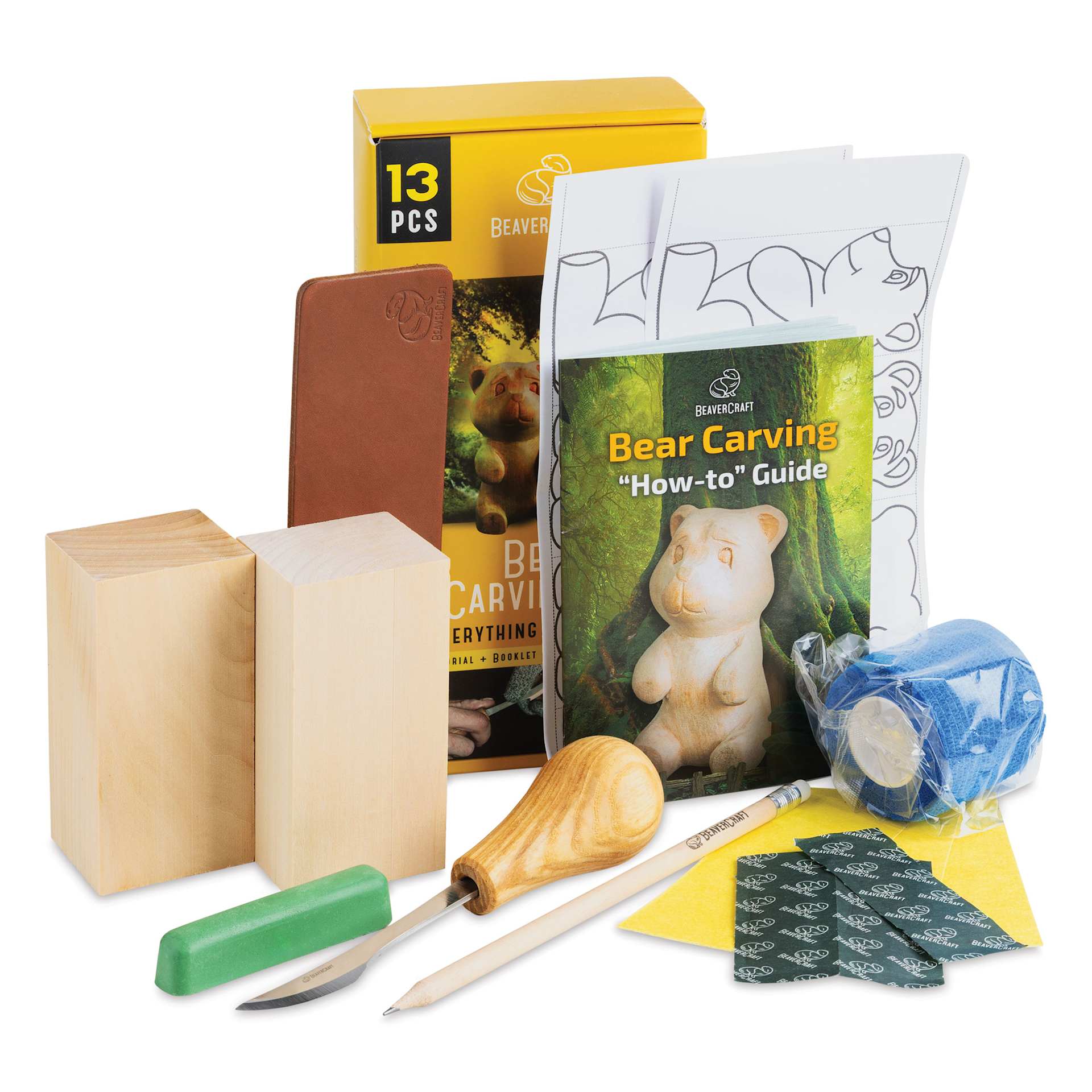 BeaverCraft Bear Carving Kit contents