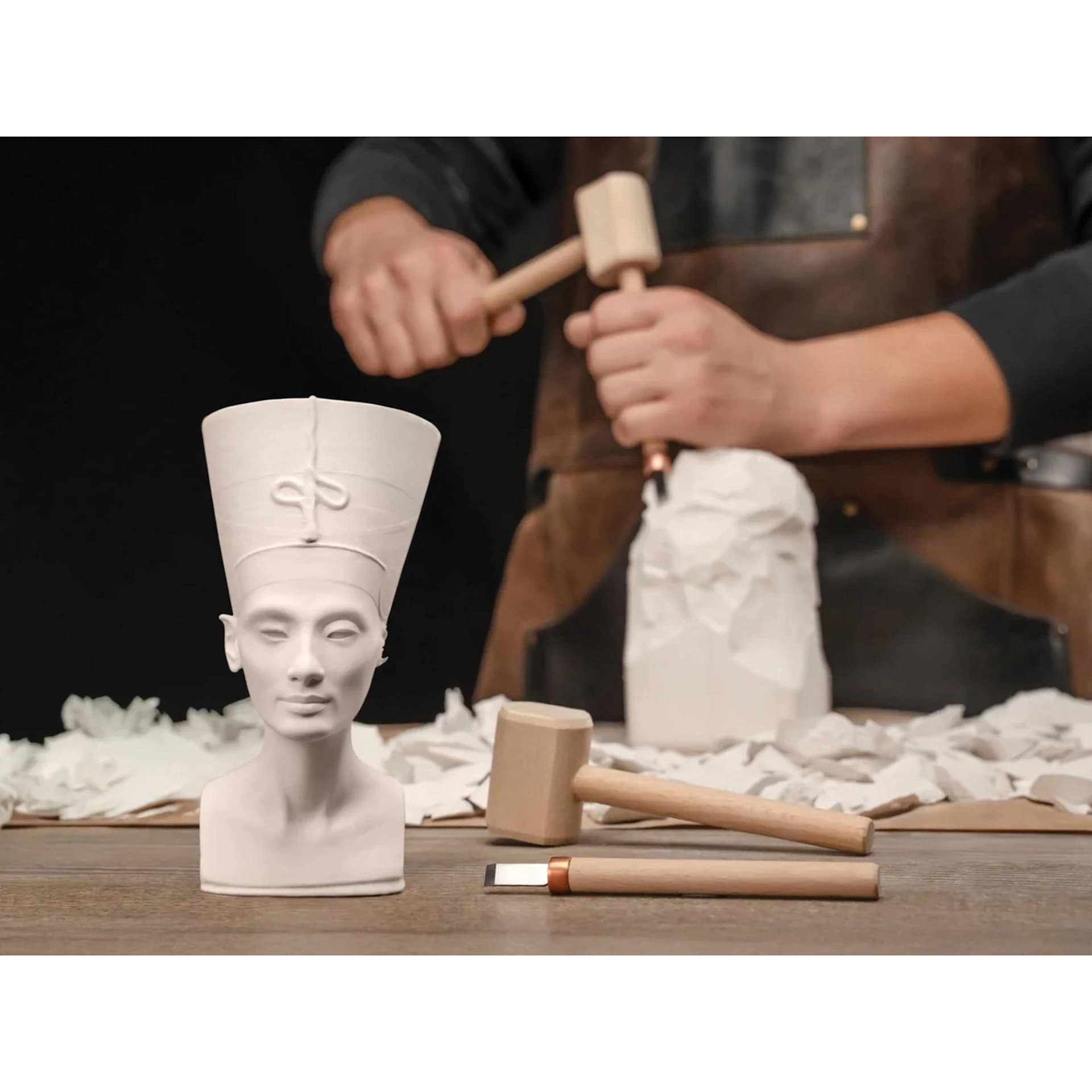 BeaverCraft DIY Sculpting Kit - Nefertiti finished project vs. in progress