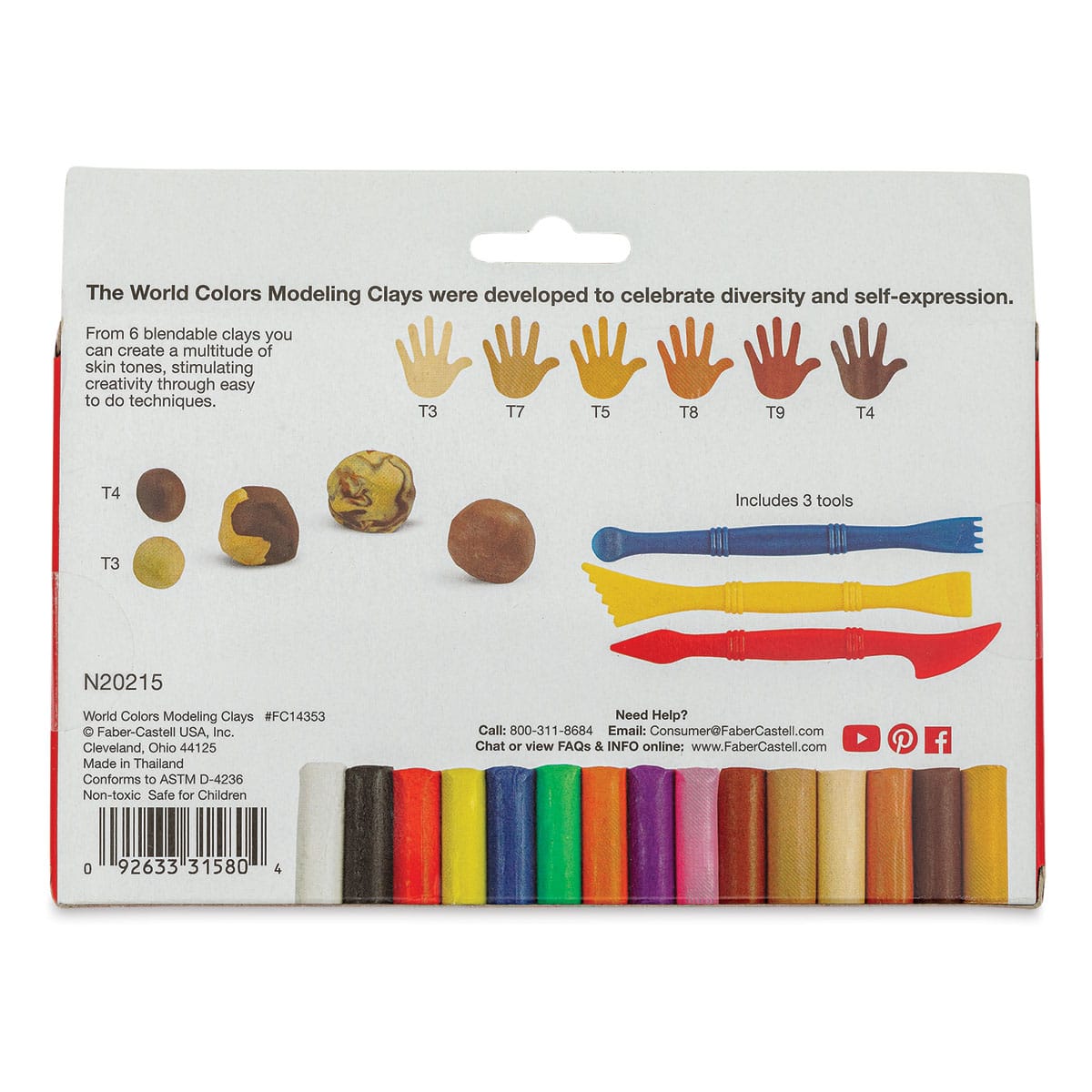 Faber-Castell World Colors Modeling Clay Set (back of package)