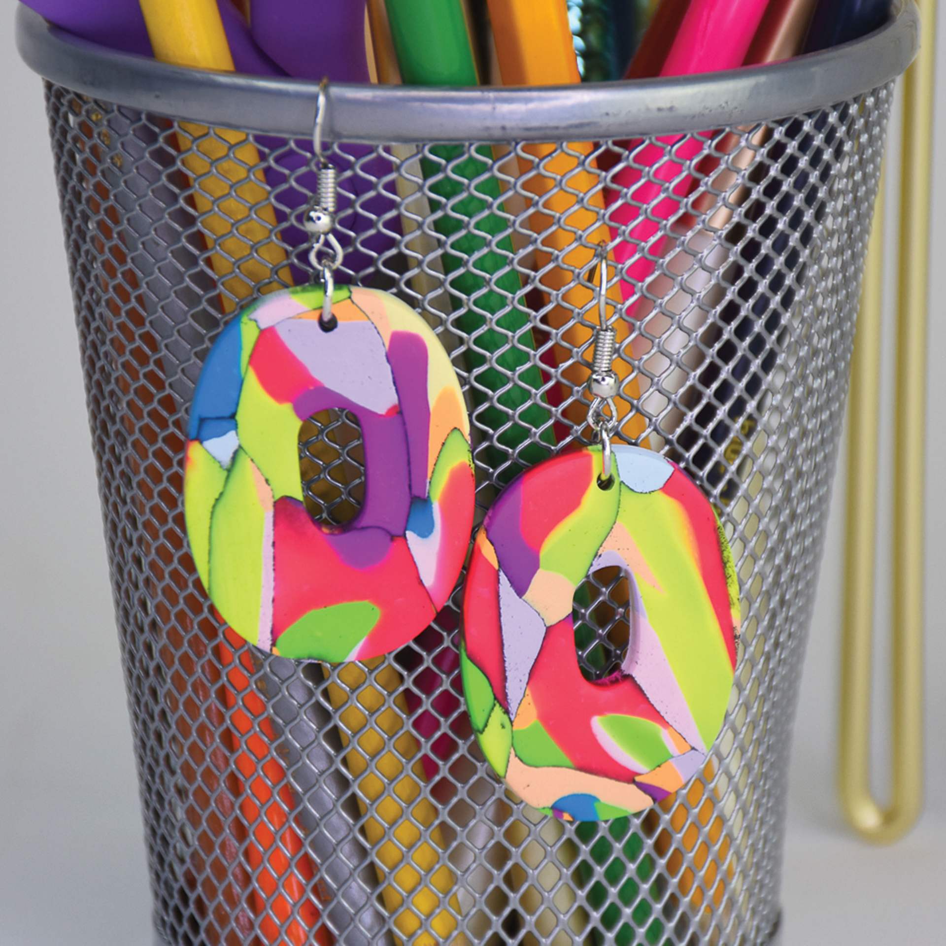Sculpey Premo and Souffle Multipack - Neons and Pastels completed earrings