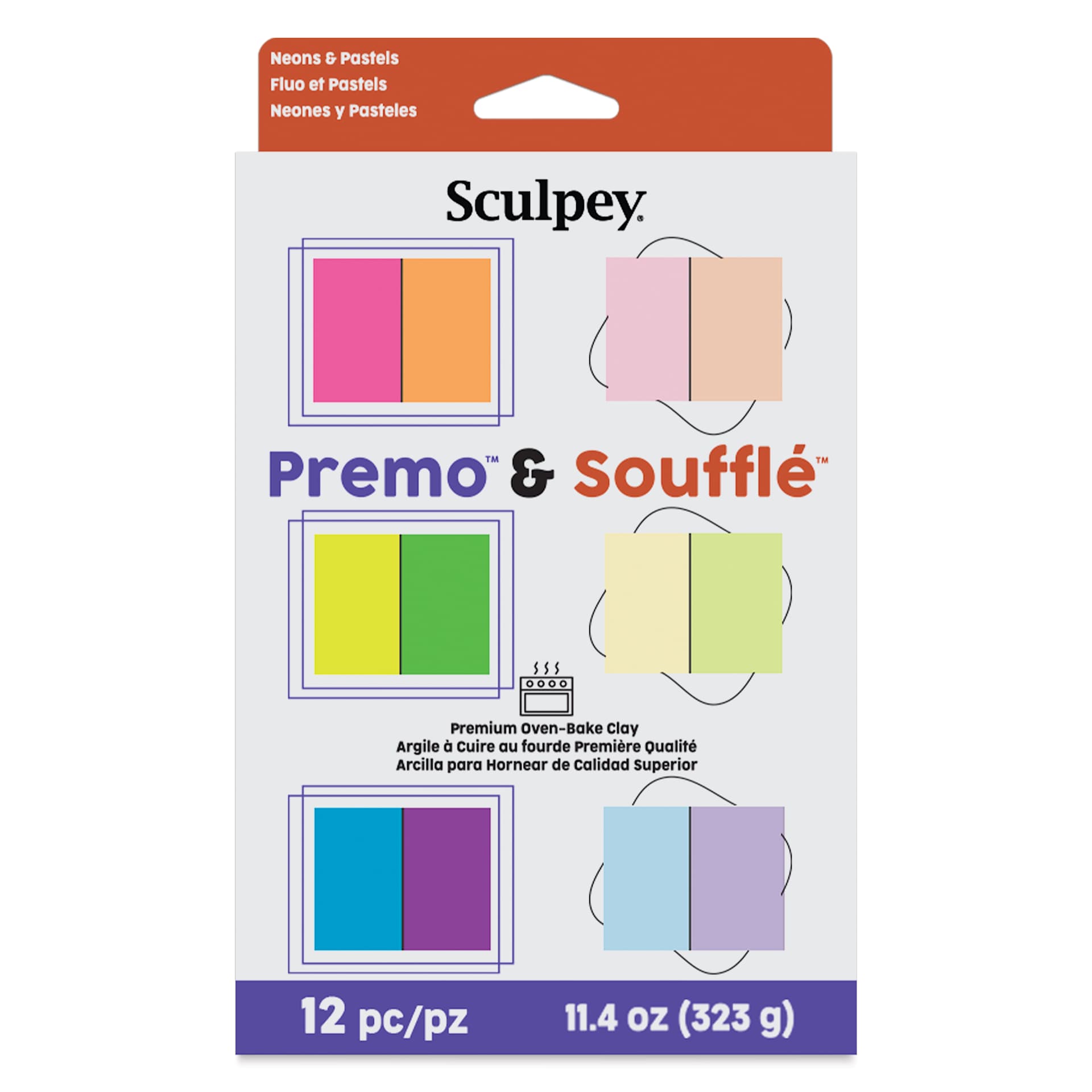 Sculpey Premo and Souffle Multipack - Neons and Pastels, Set of 12 front of packaging