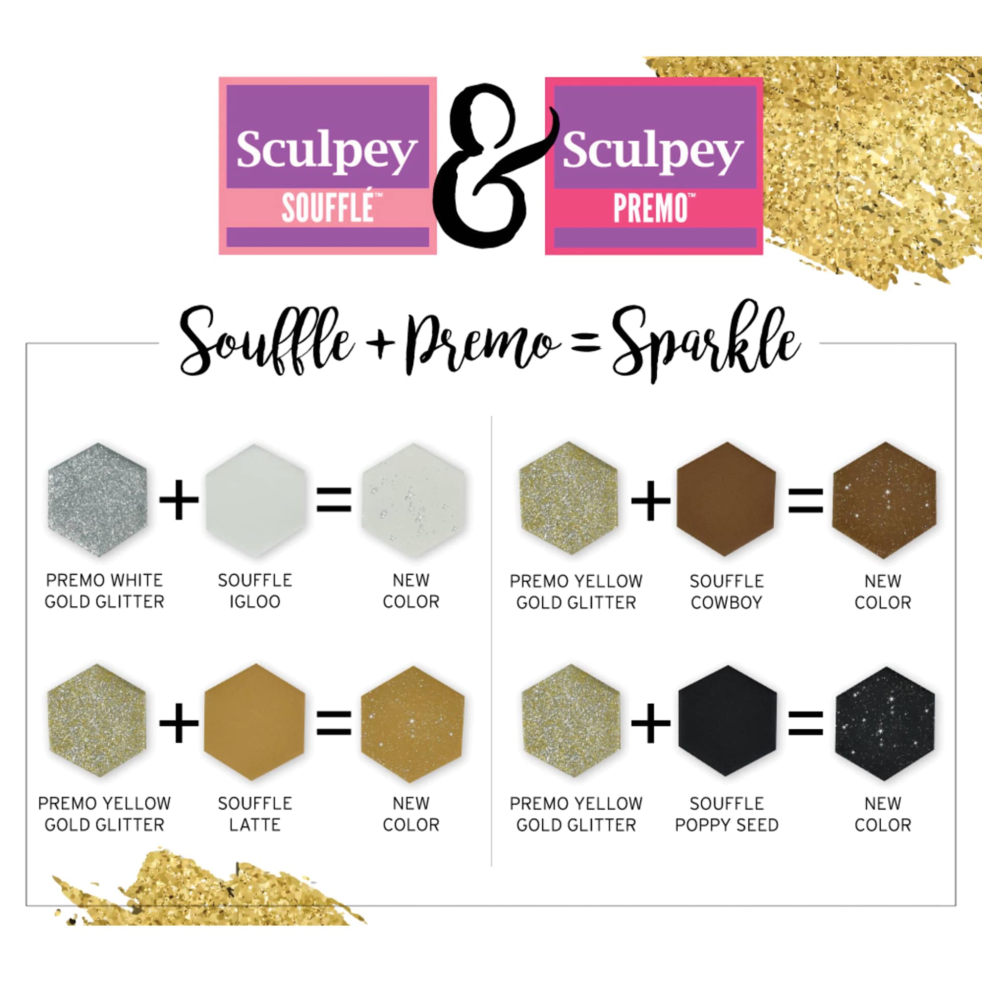 Sculpey Premo and Souffle Multipack - Metallic and Glitter Faux Suede, Set of 24 sparkle color combos