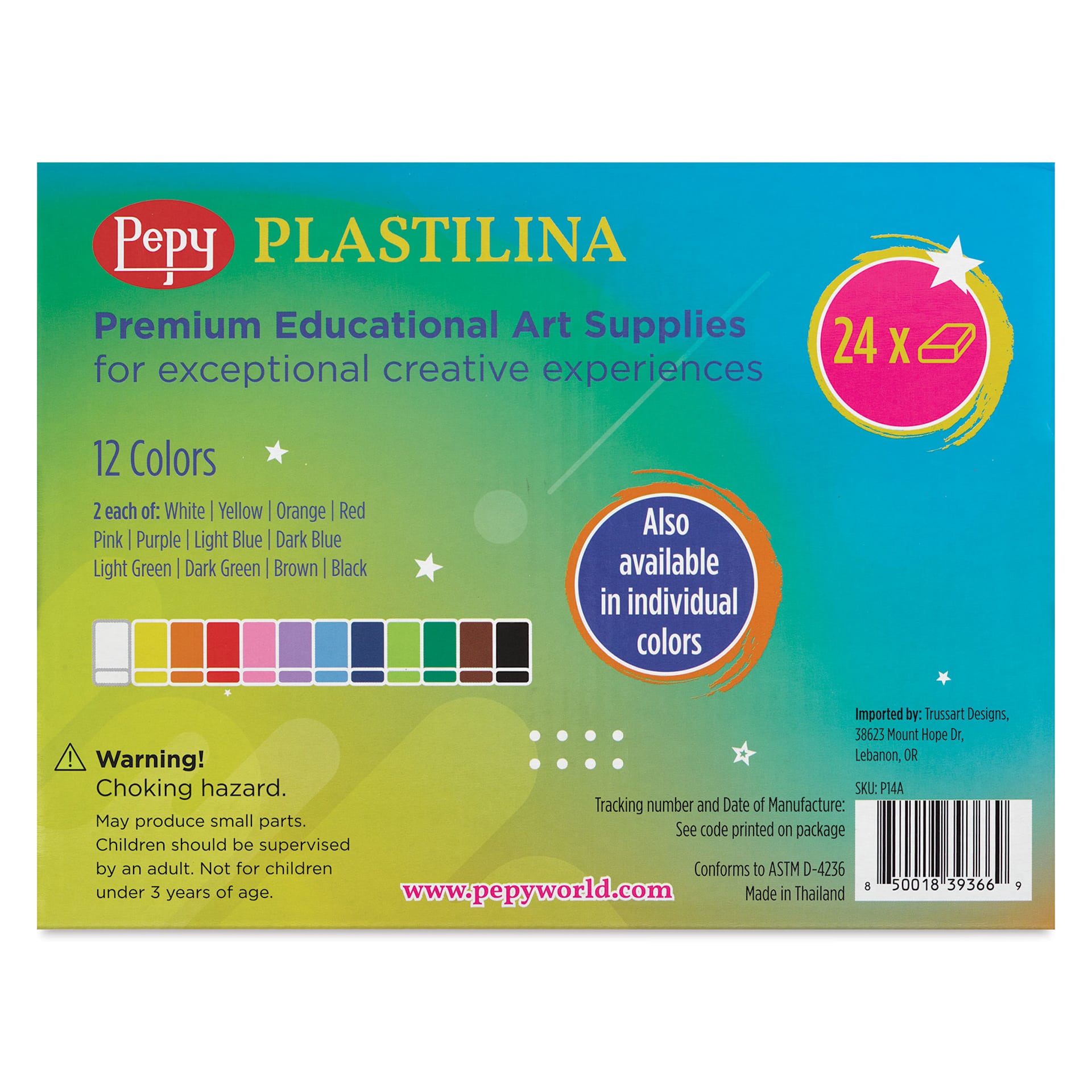 Pepy Plastilina Modeling Clay back of packaging