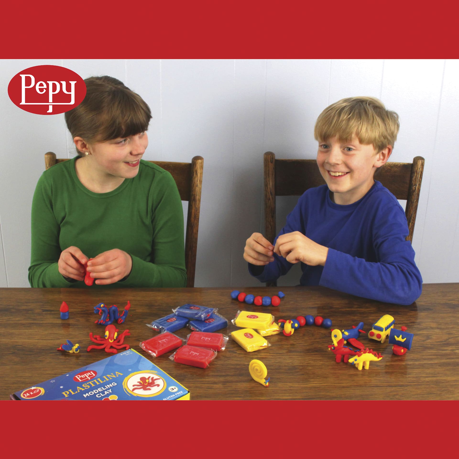 Pepy Plastilina Modeling Clay - Primary Colors, 1.4 oz, Pkg of 24 - in use