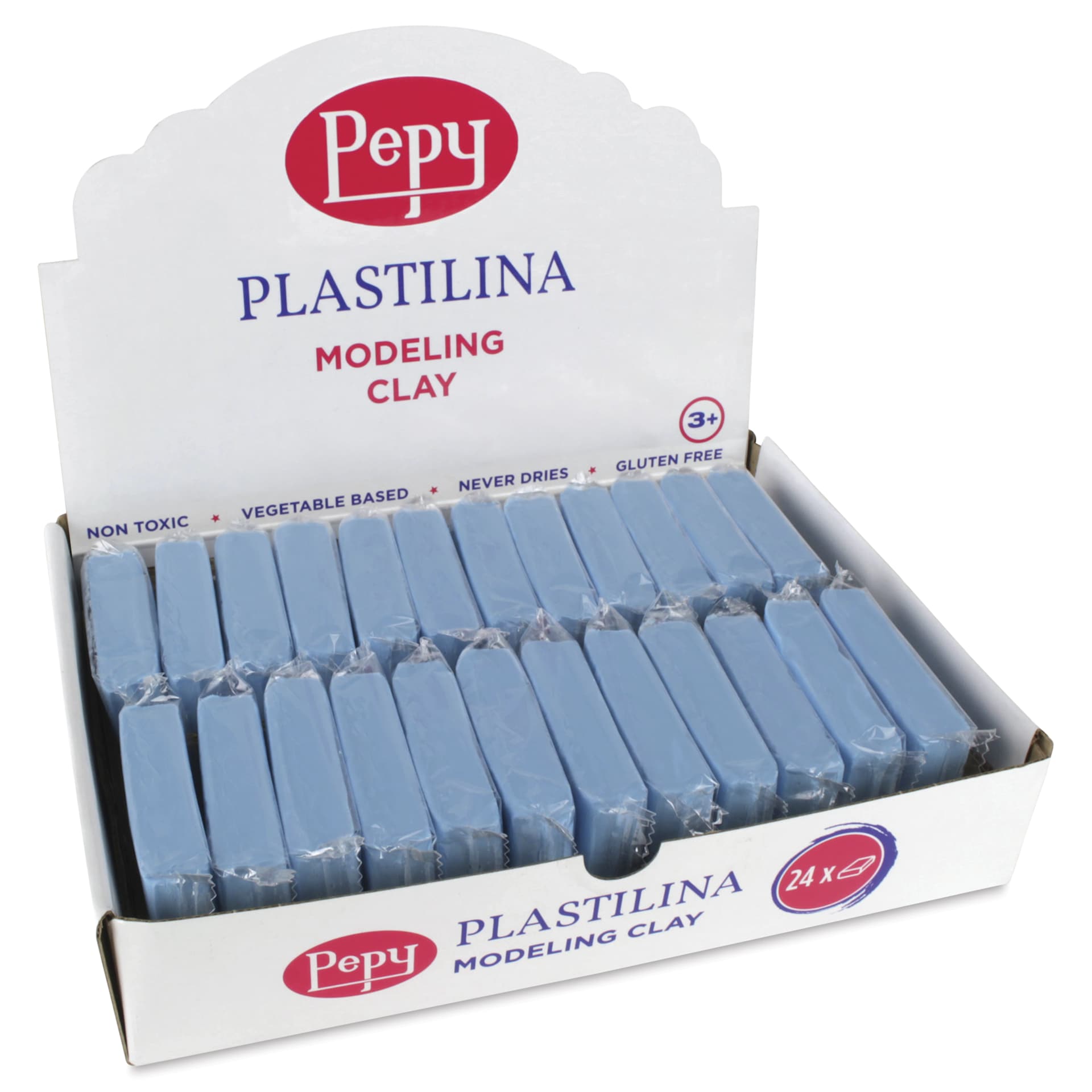 Pepy Plastilina Modeling Clay - Light Blue, 1.4 oz, Pkg of 24 - front of packaging