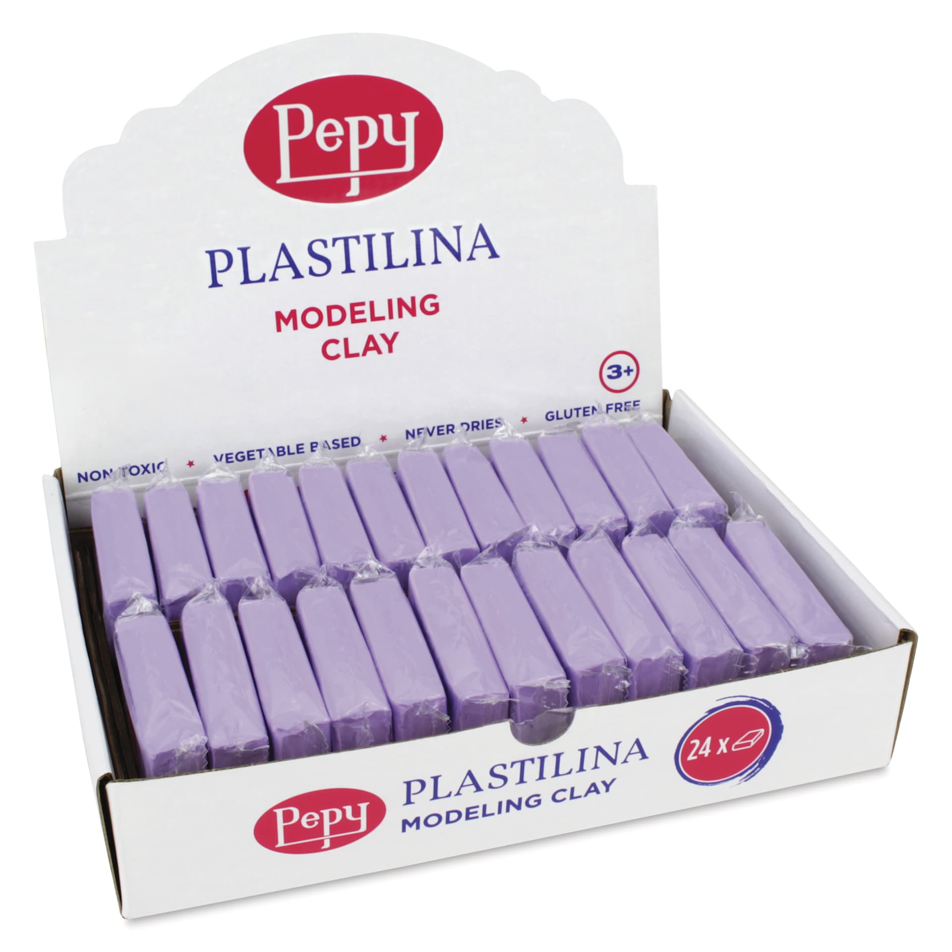 Pepy Plastilina Modeling Clay - Purple, 1.4 oz, Pkg of 24 - front of packaging