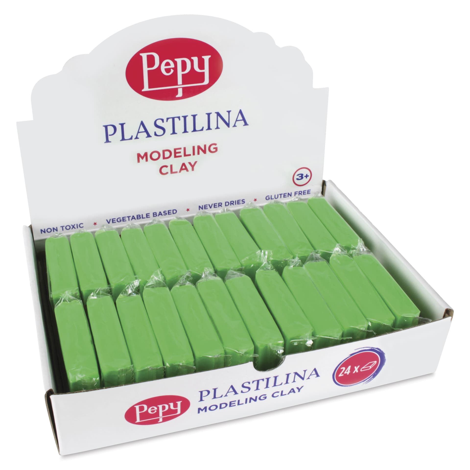 Pepy Plastilina Modeling Clay - Light Green, 1.4 oz, Pkg of 24 - front of packaging