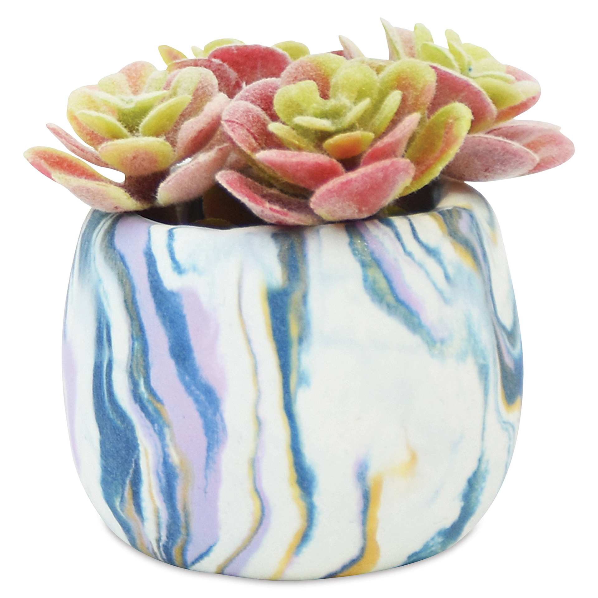 Sculpey III Oven Bake Clay Succulent Pots Kit - swirly marble pot