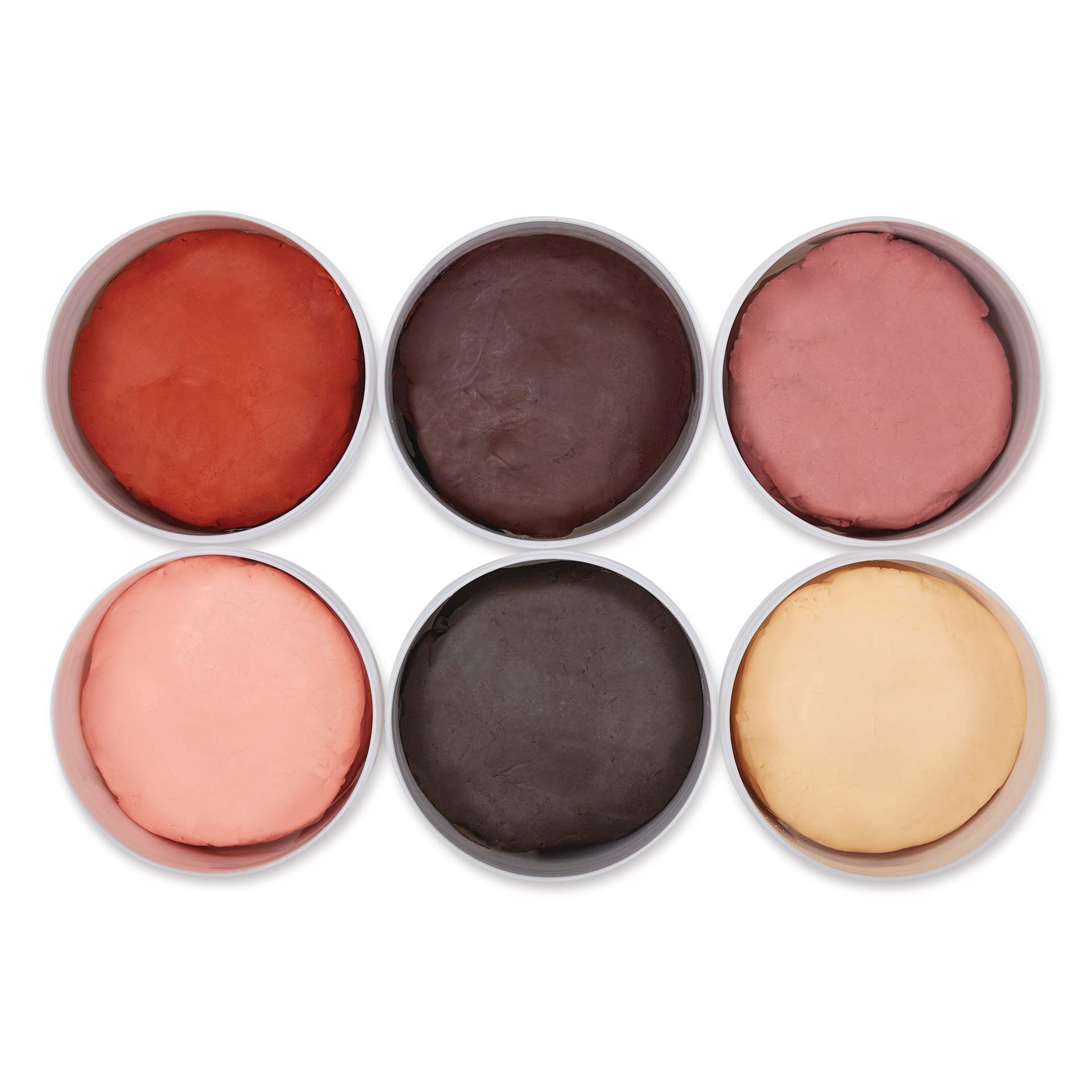 Creativity Street Modeling Dough - Multi-Cultural Colors, 3.3 lbs, Set of 6 - top view of open containers