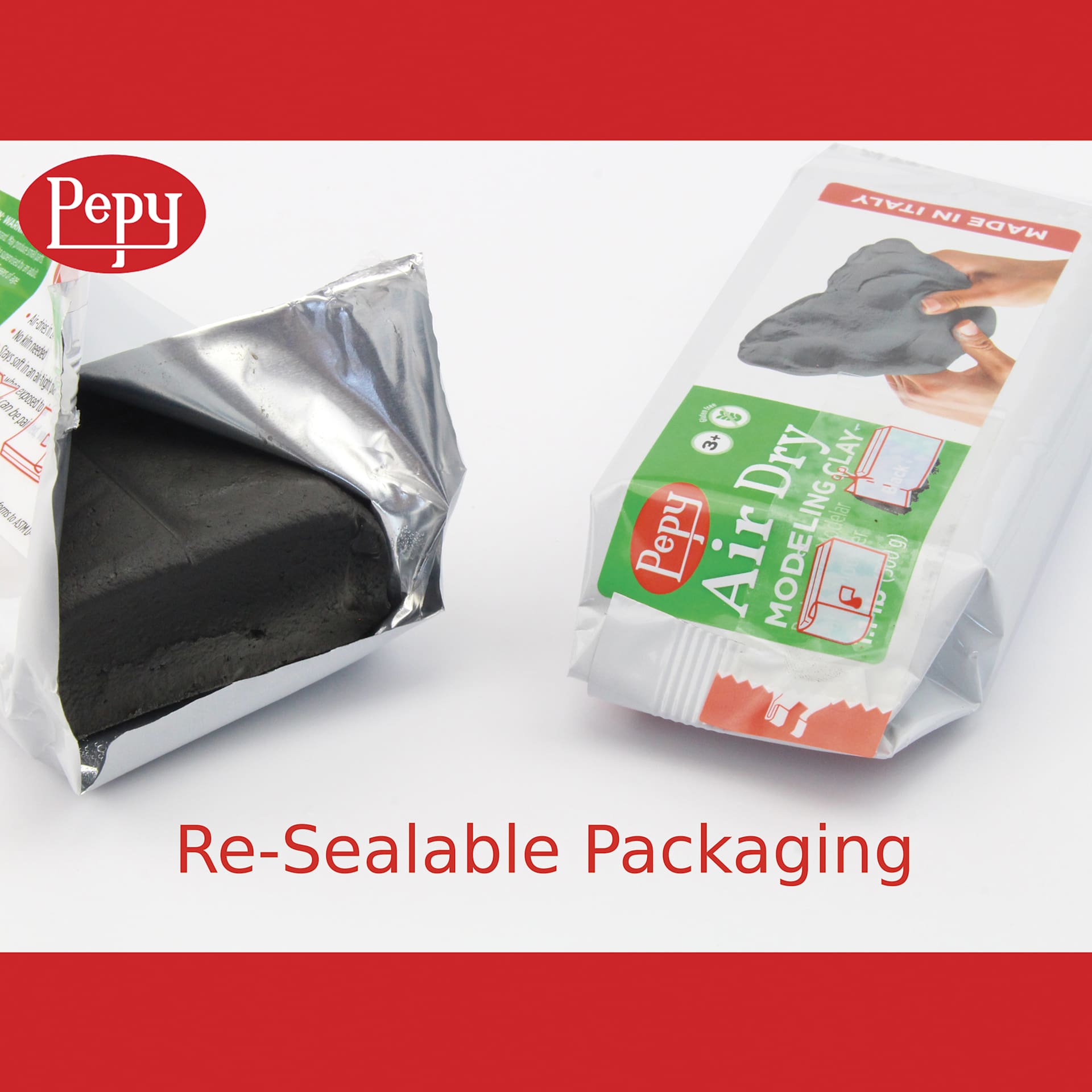 Pepy Air Dry Clay - Black, 1.1 lb - Re-Sealable Packaging