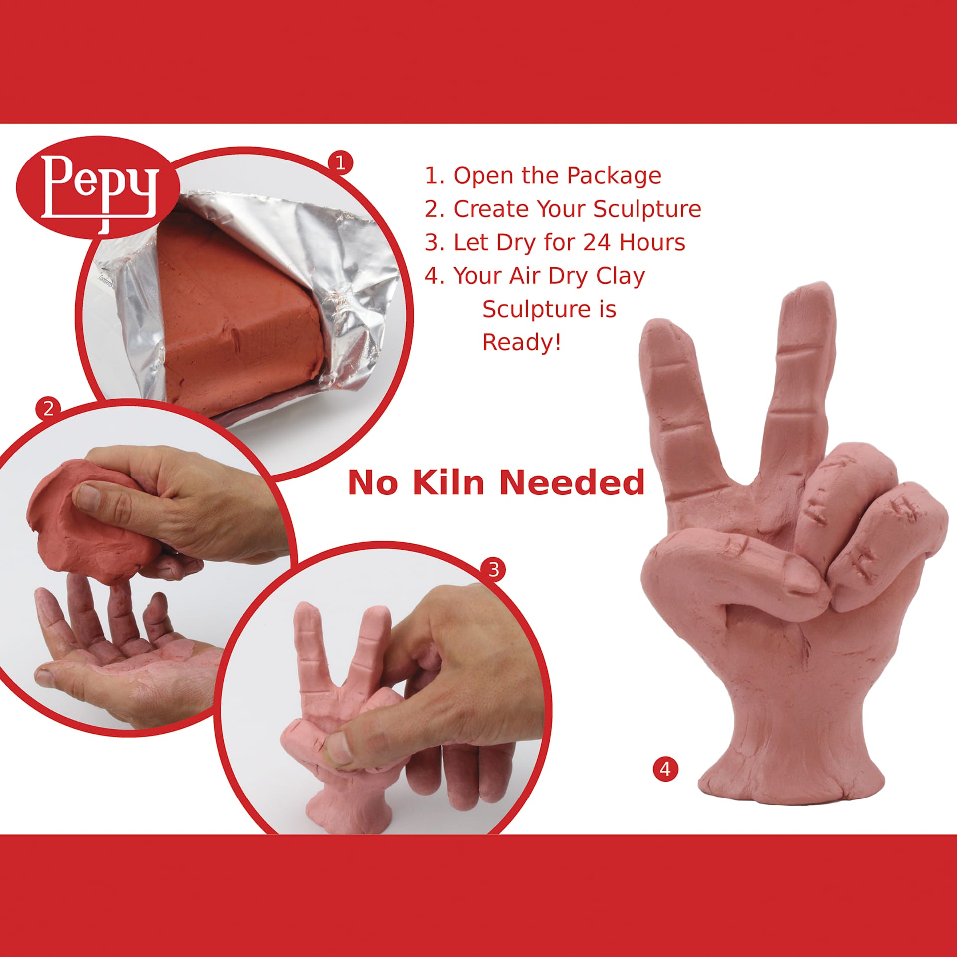 Pepy Air Dry Clay - Terracotta - No Kiln Needed