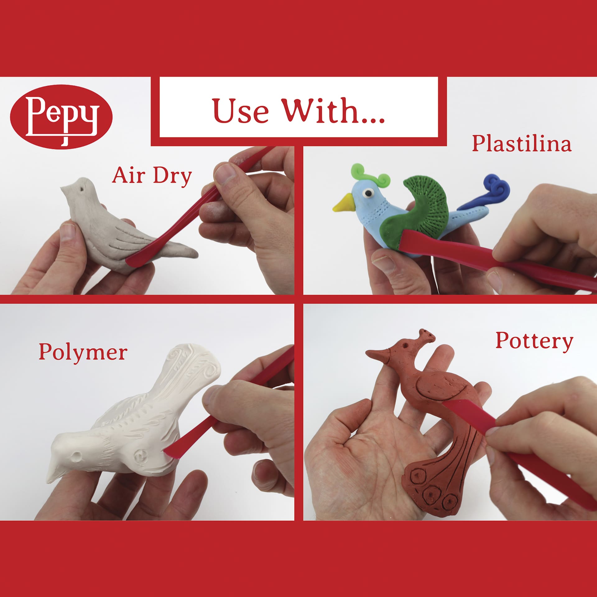 Pepy Clay Tools - Set of 35 - material type uses
