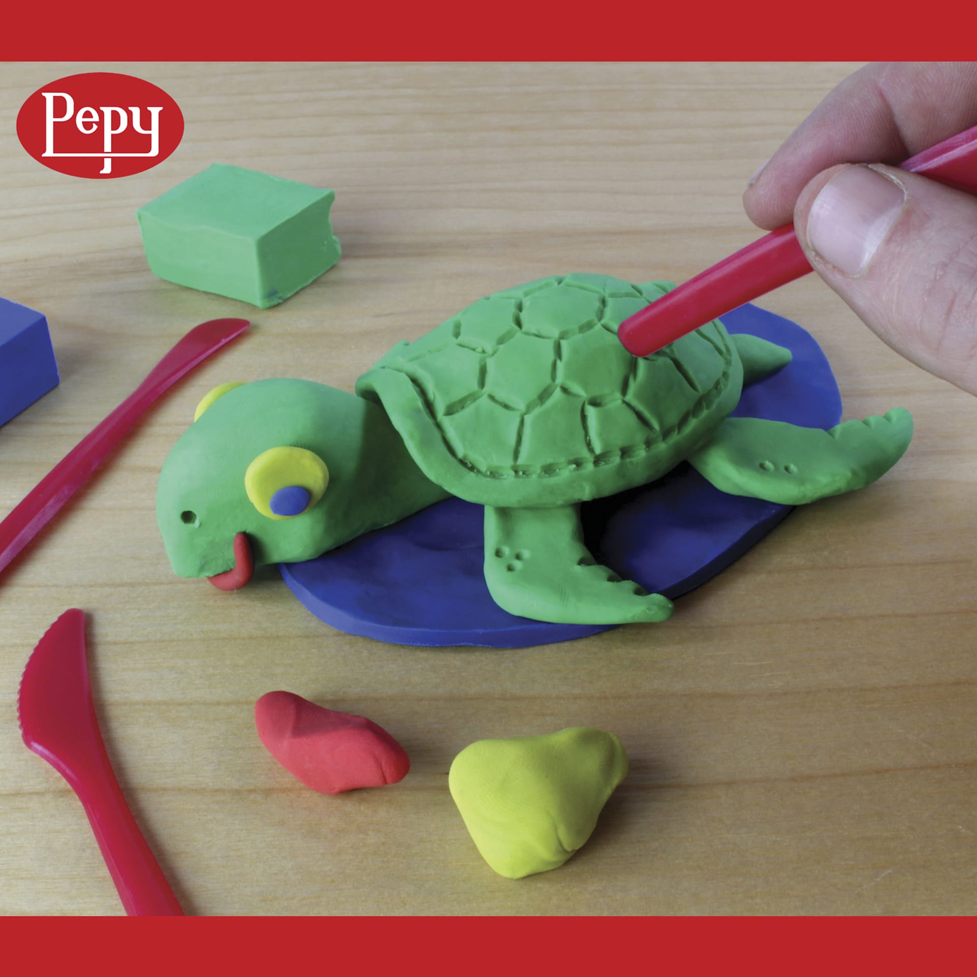 Pepy Plasticine Mineral Based Clay - Set of 4, 1 lb turtle project in progress (tools not included)
