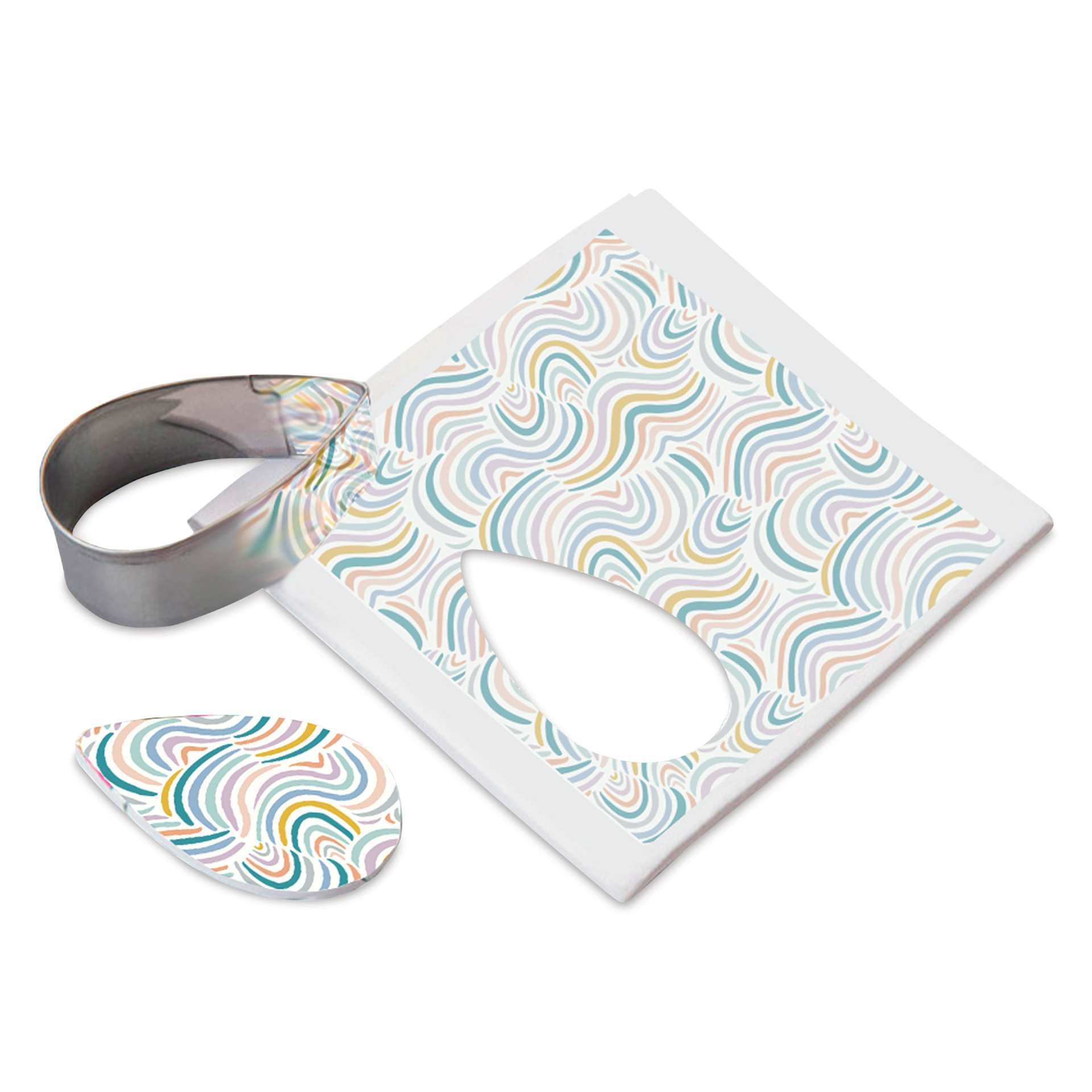 Sculpey Clay Transfers - Pkg of 4, Geometric finished artwork with shaped clay cutter (not included)