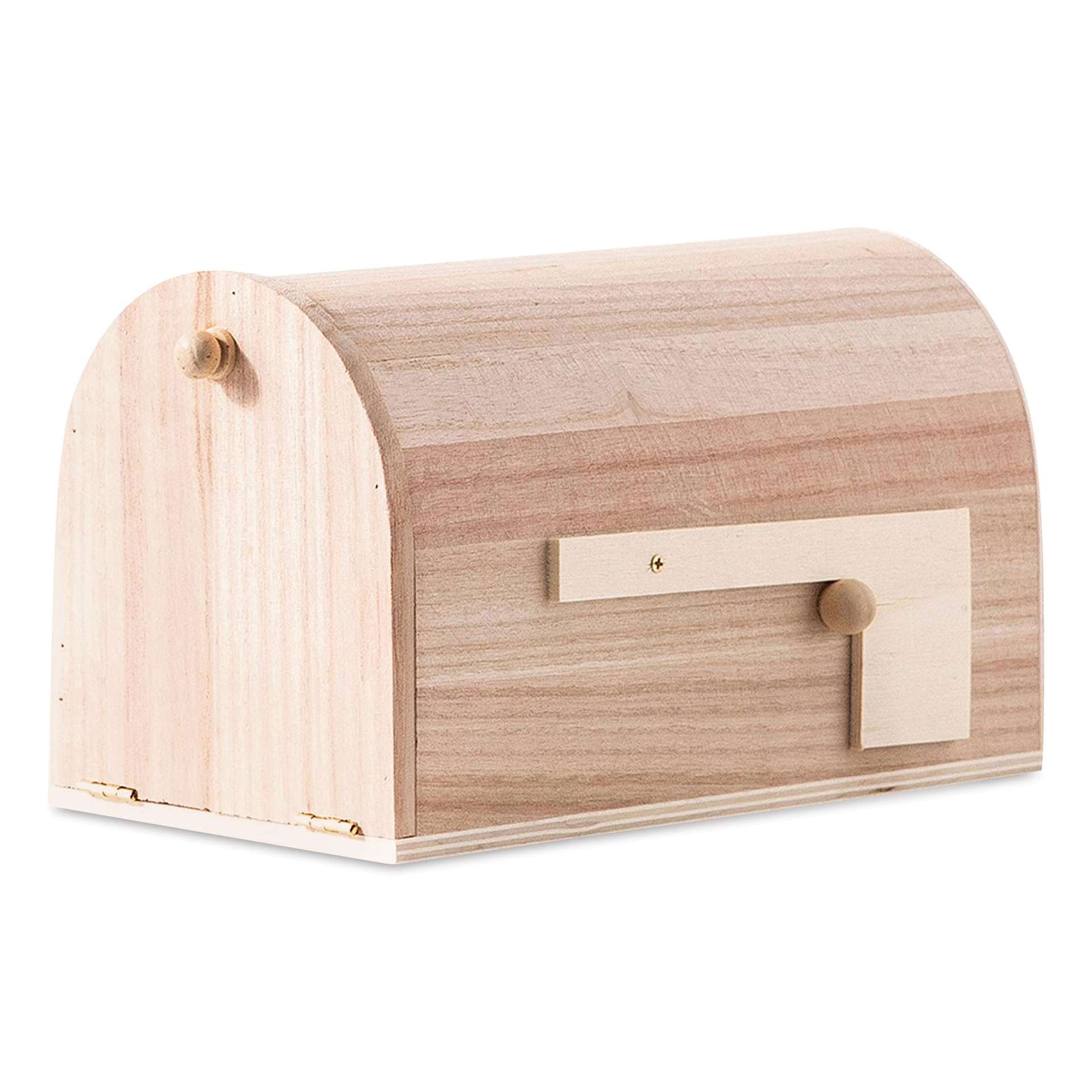 Park Lane Unfinished Wood Mailbox - 8-3/4"L x 4-3/4"W x 5-1/8"H (Mailbox with closed door)