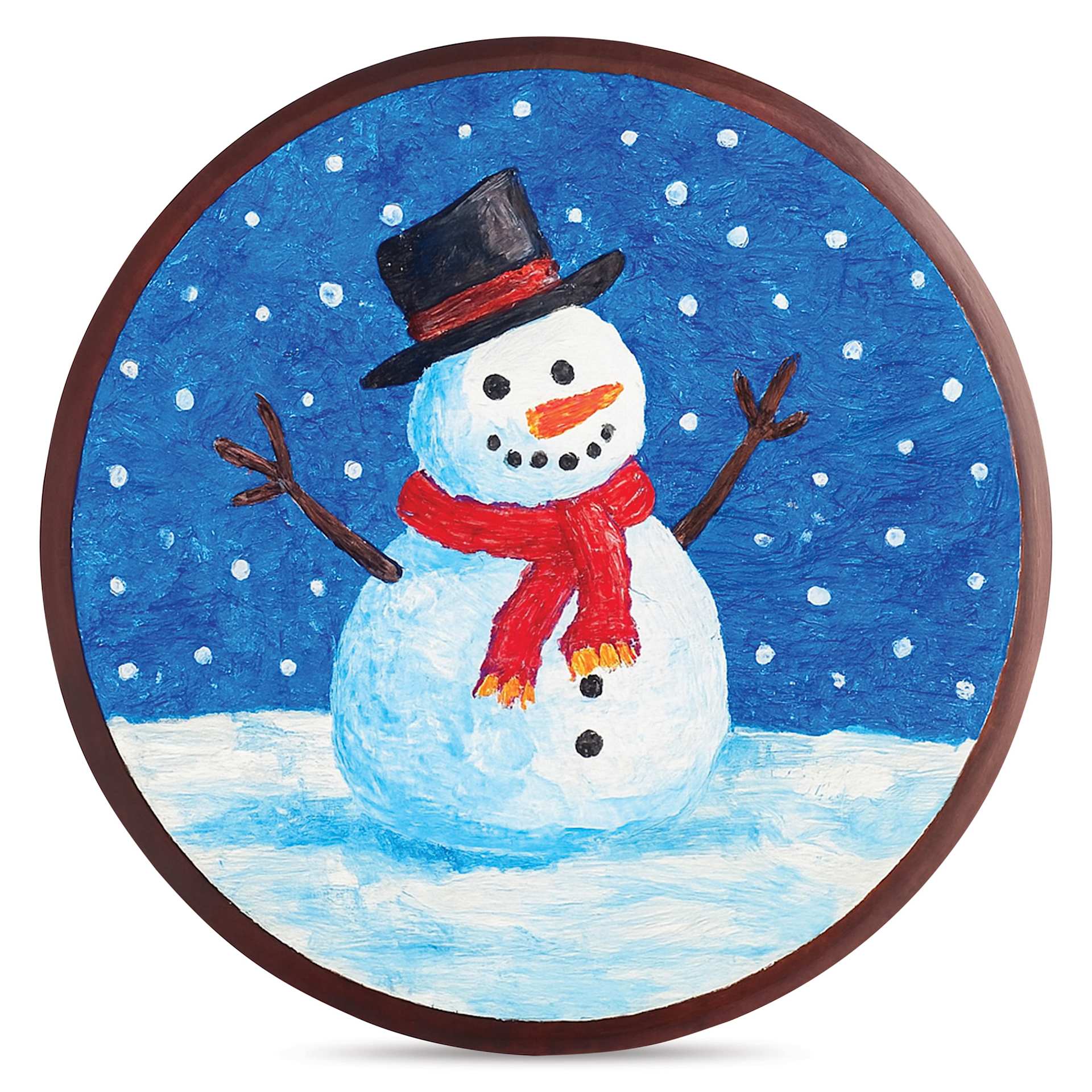 Foggy Bottom Woodworks Basswood Plaques completed snowman illustration